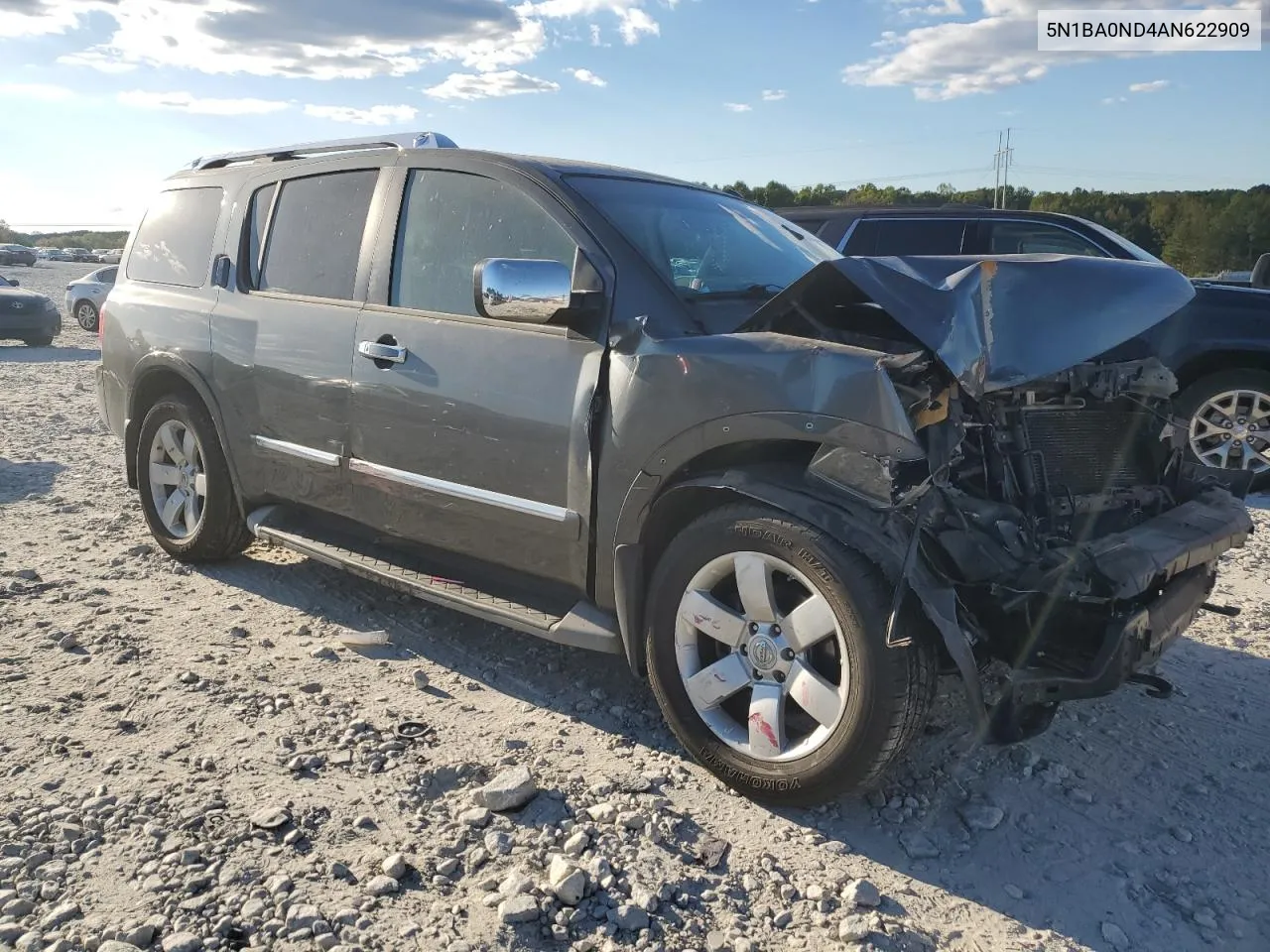 2010 Nissan Armada Se VIN: 5N1BA0ND4AN622909 Lot: 75362414