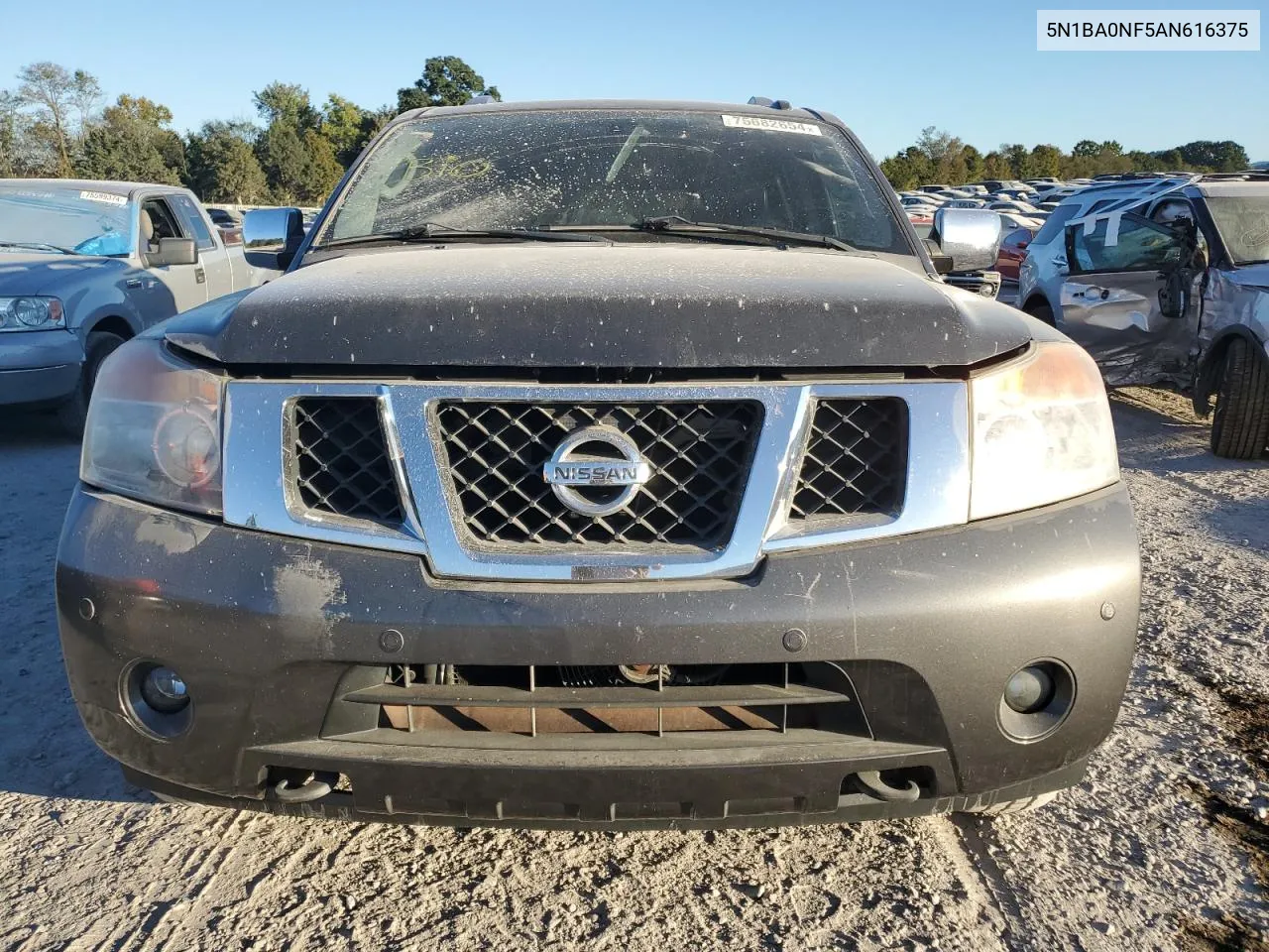 2010 Nissan Armada Platinum VIN: 5N1BA0NF5AN616375 Lot: 75682654