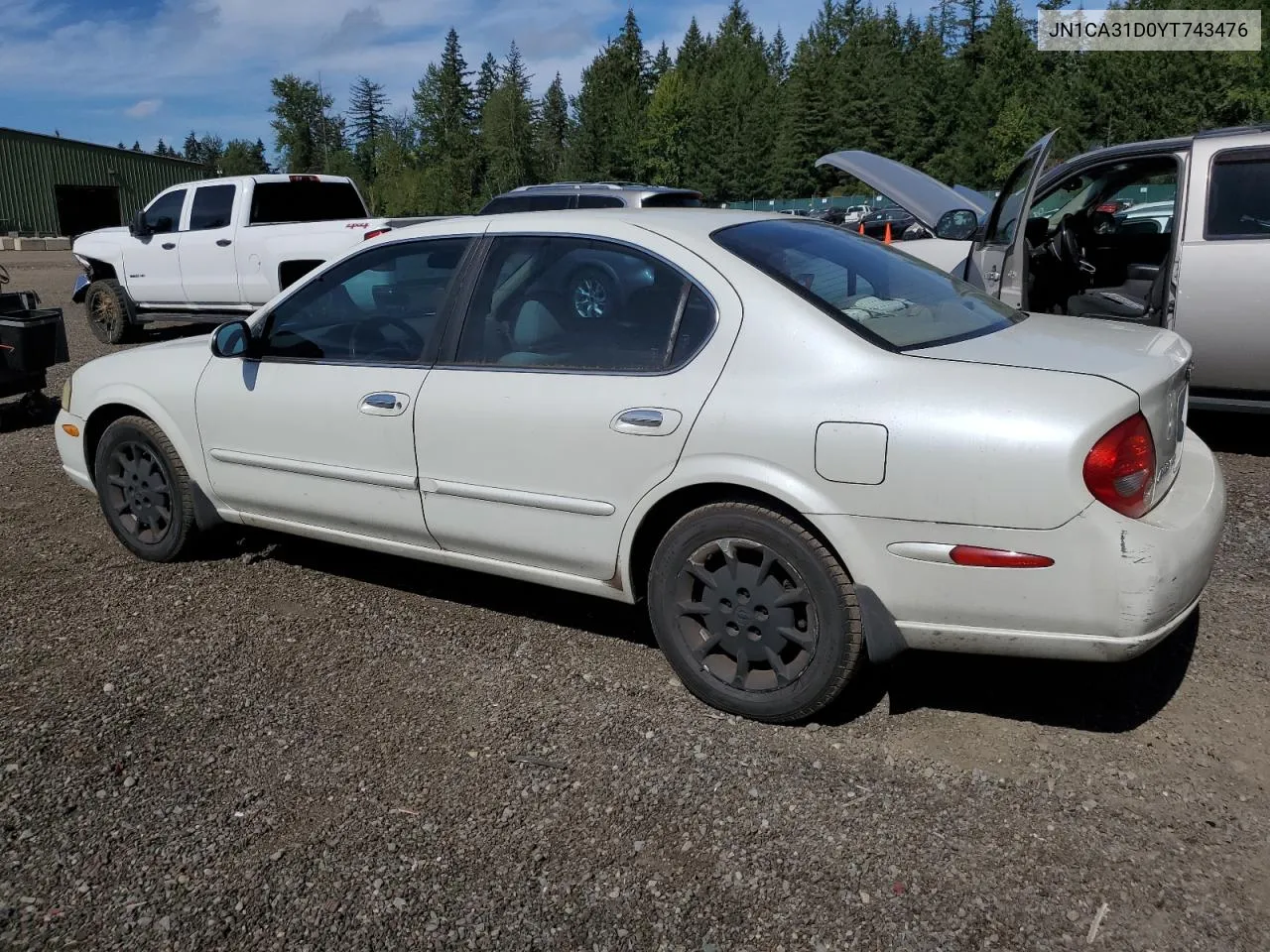 2000 Nissan Maxima Gle VIN: JN1CA31D0YT743476 Lot: 70160544