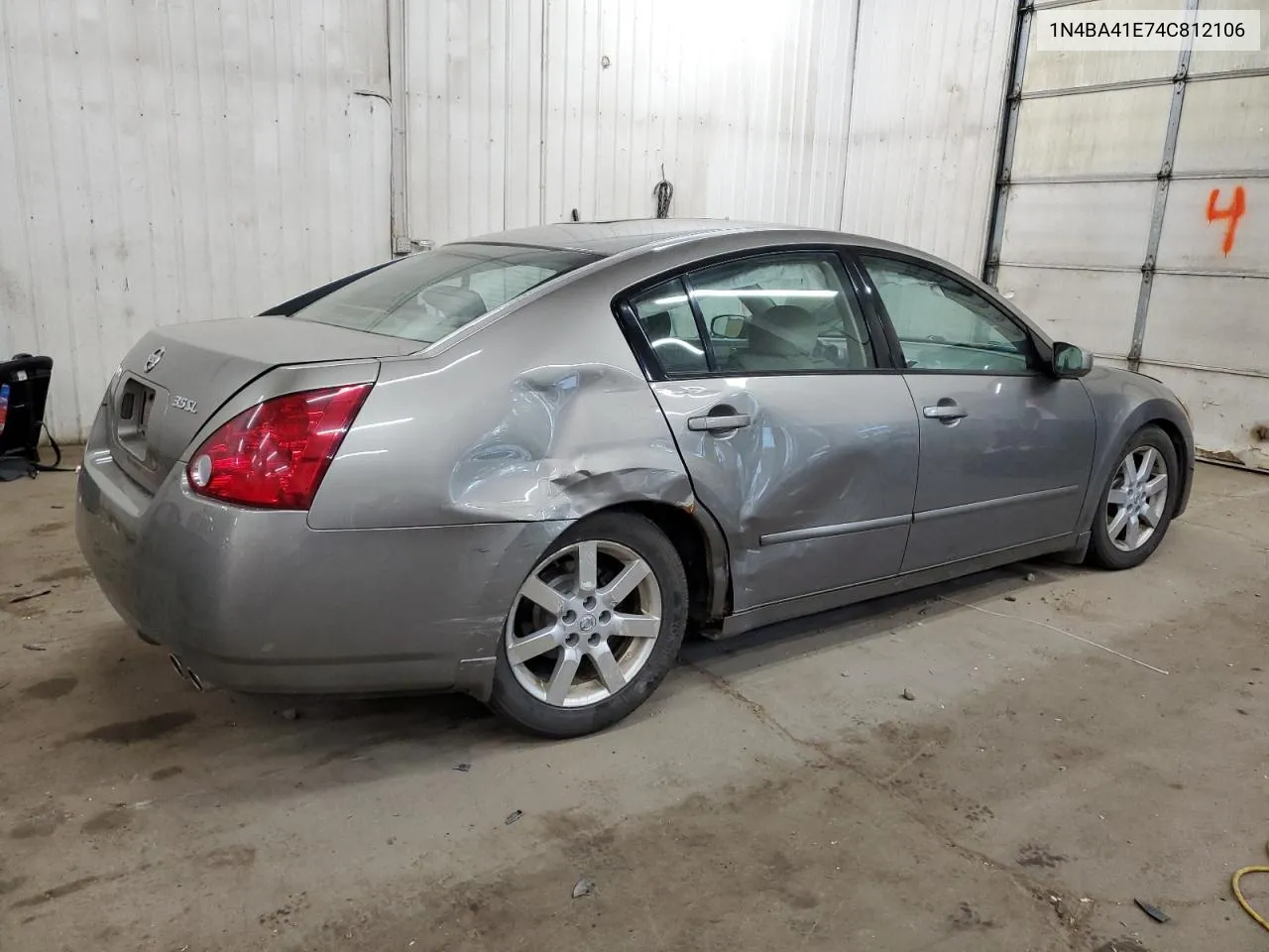 2004 Nissan Maxima Se VIN: 1N4BA41E74C812106 Lot: 73033094