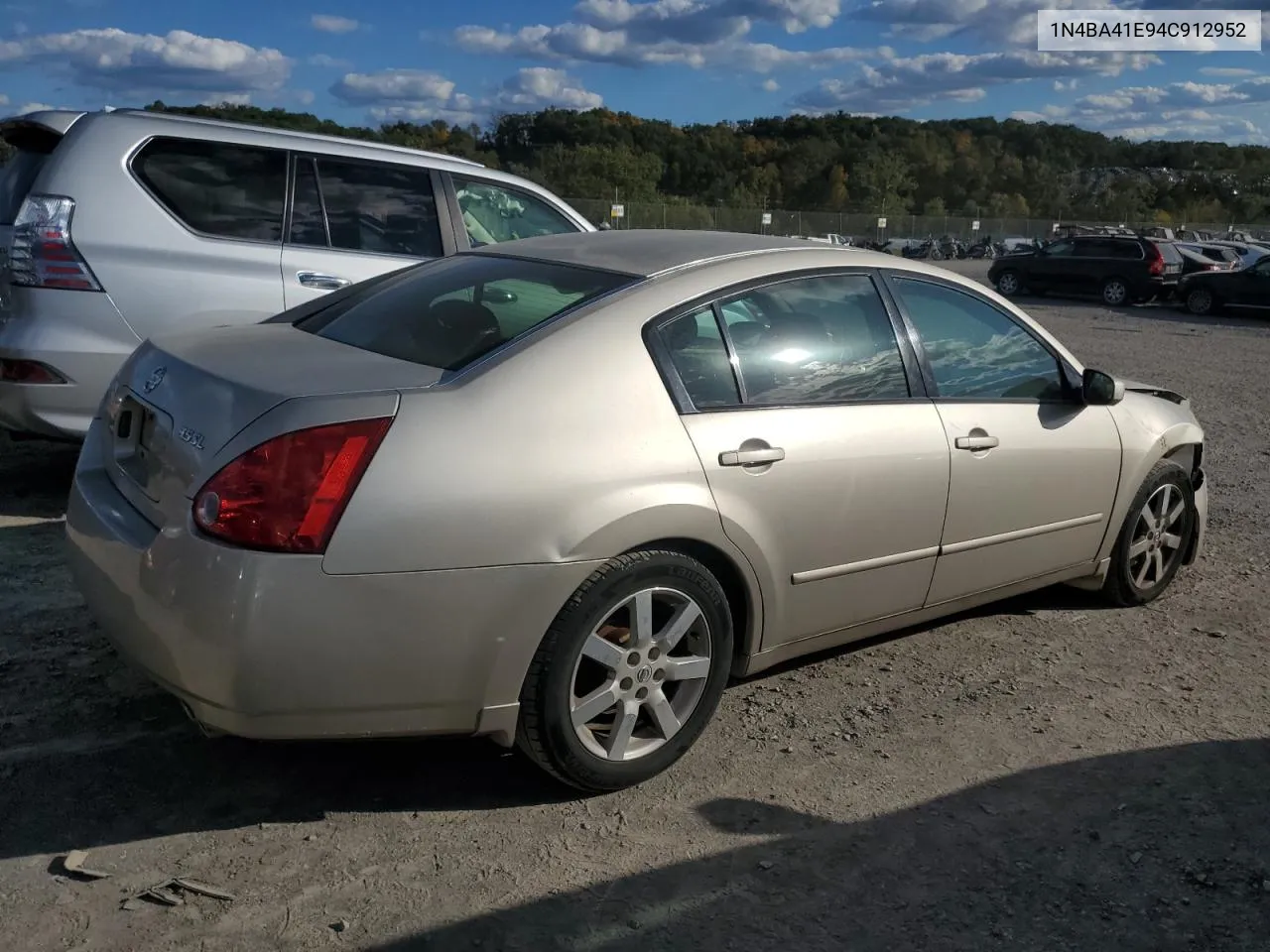 2004 Nissan Maxima Se VIN: 1N4BA41E94C912952 Lot: 75243344