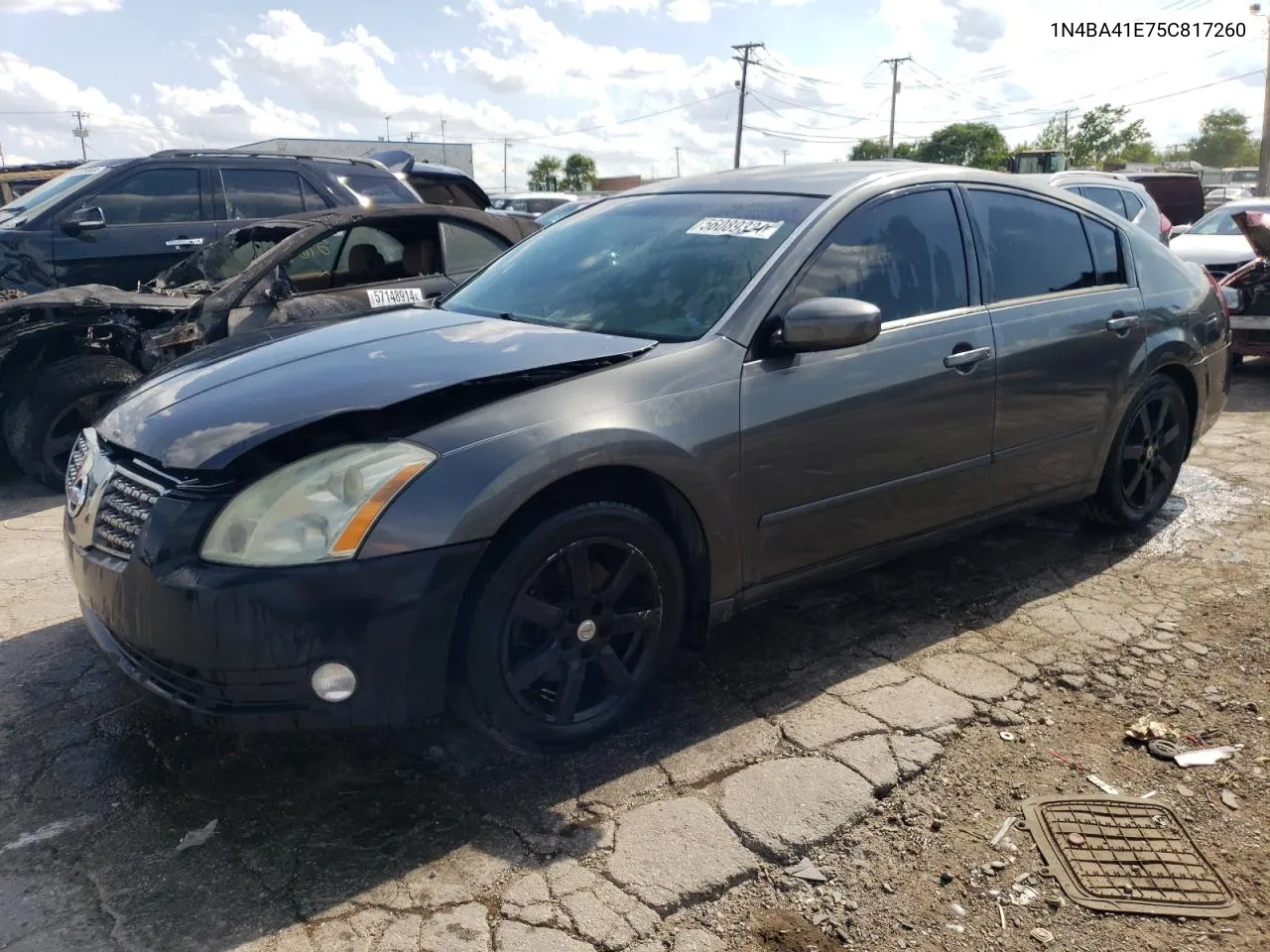 2005 Nissan Maxima Se VIN: 1N4BA41E75C817260 Lot: 56089324