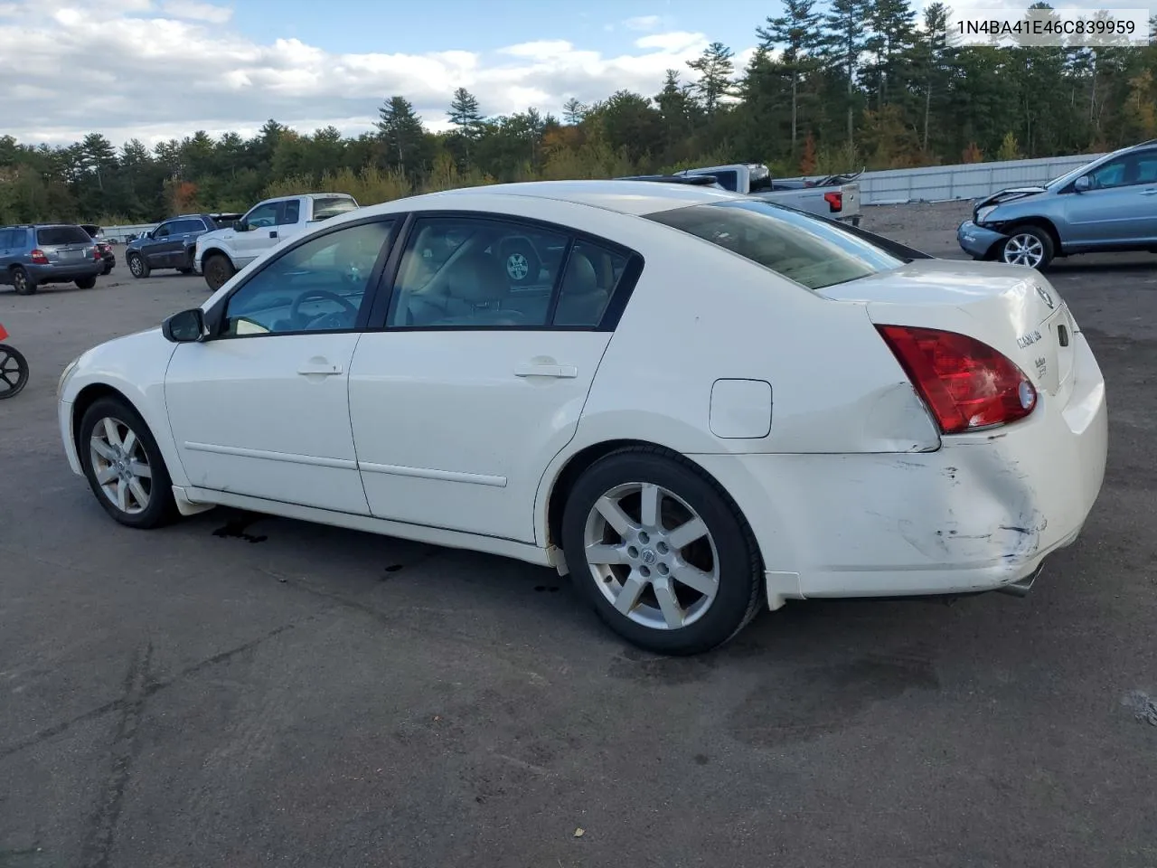 2006 Nissan Maxima Se VIN: 1N4BA41E46C839959 Lot: 75404134