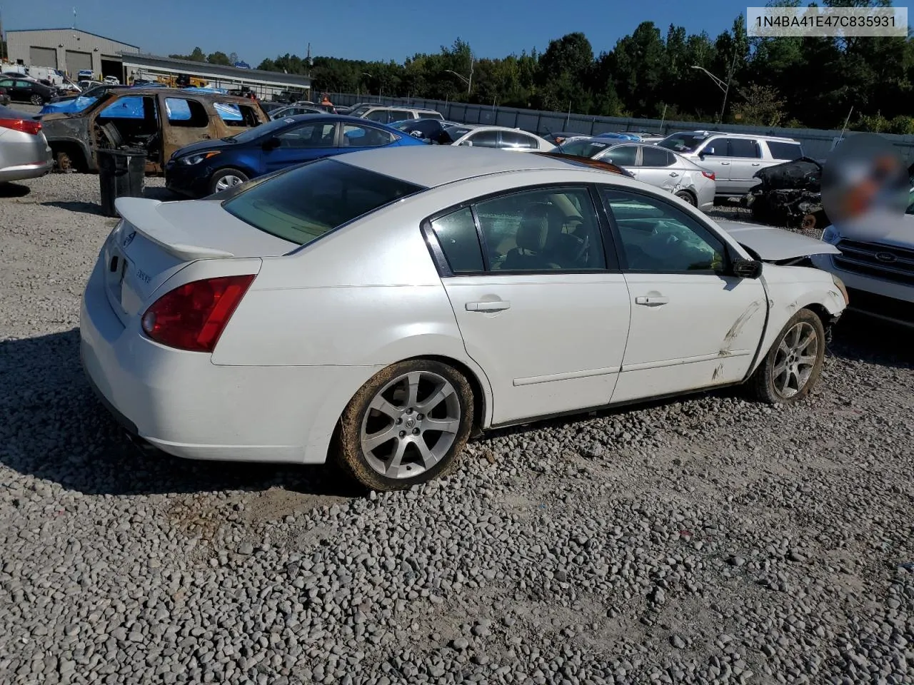 2007 Nissan Maxima Se VIN: 1N4BA41E47C835931 Lot: 74461714