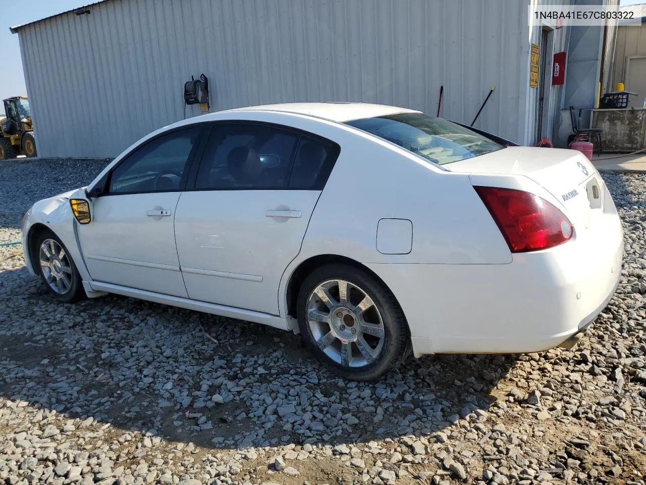 2007 Nissan Maxima Se VIN: 1N4BA41E67C803322 Lot: 75899994