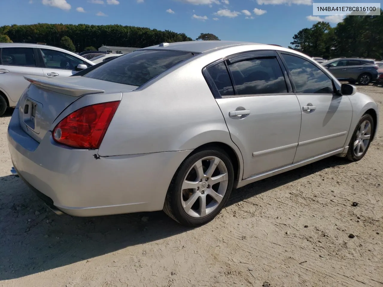 2008 Nissan Maxima Se VIN: 1N4BA41E78C816100 Lot: 73536854