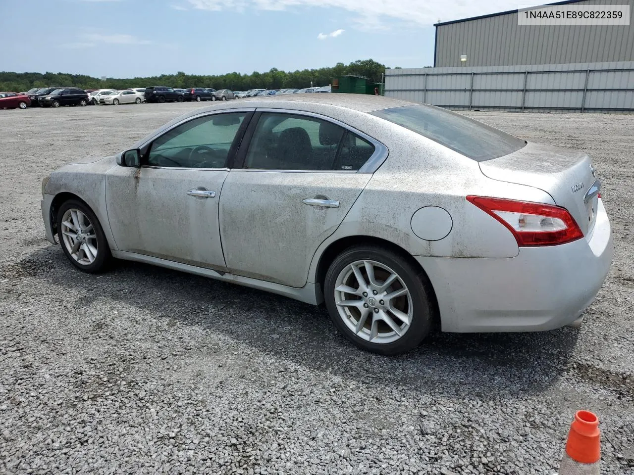 2009 Nissan Maxima S VIN: 1N4AA51E89C822359 Lot: 65135504