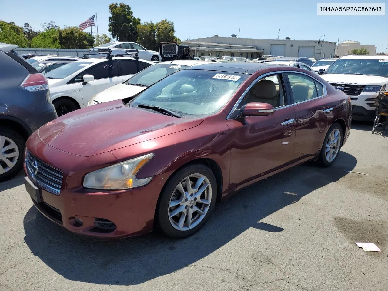 2010 Nissan Maxima S VIN: 1N4AA5AP2AC867643 Lot: 62192934