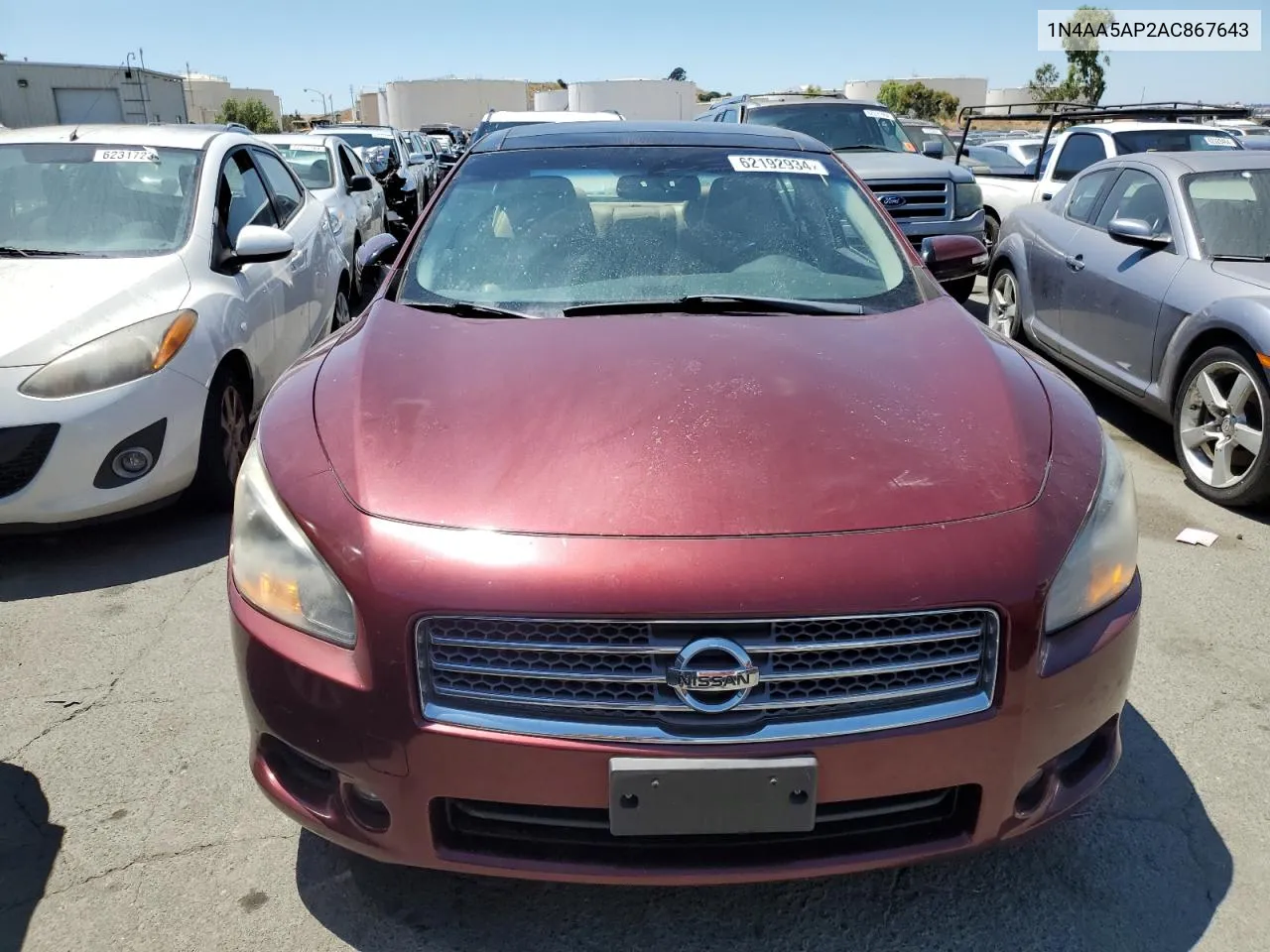 2010 Nissan Maxima S VIN: 1N4AA5AP2AC867643 Lot: 62192934