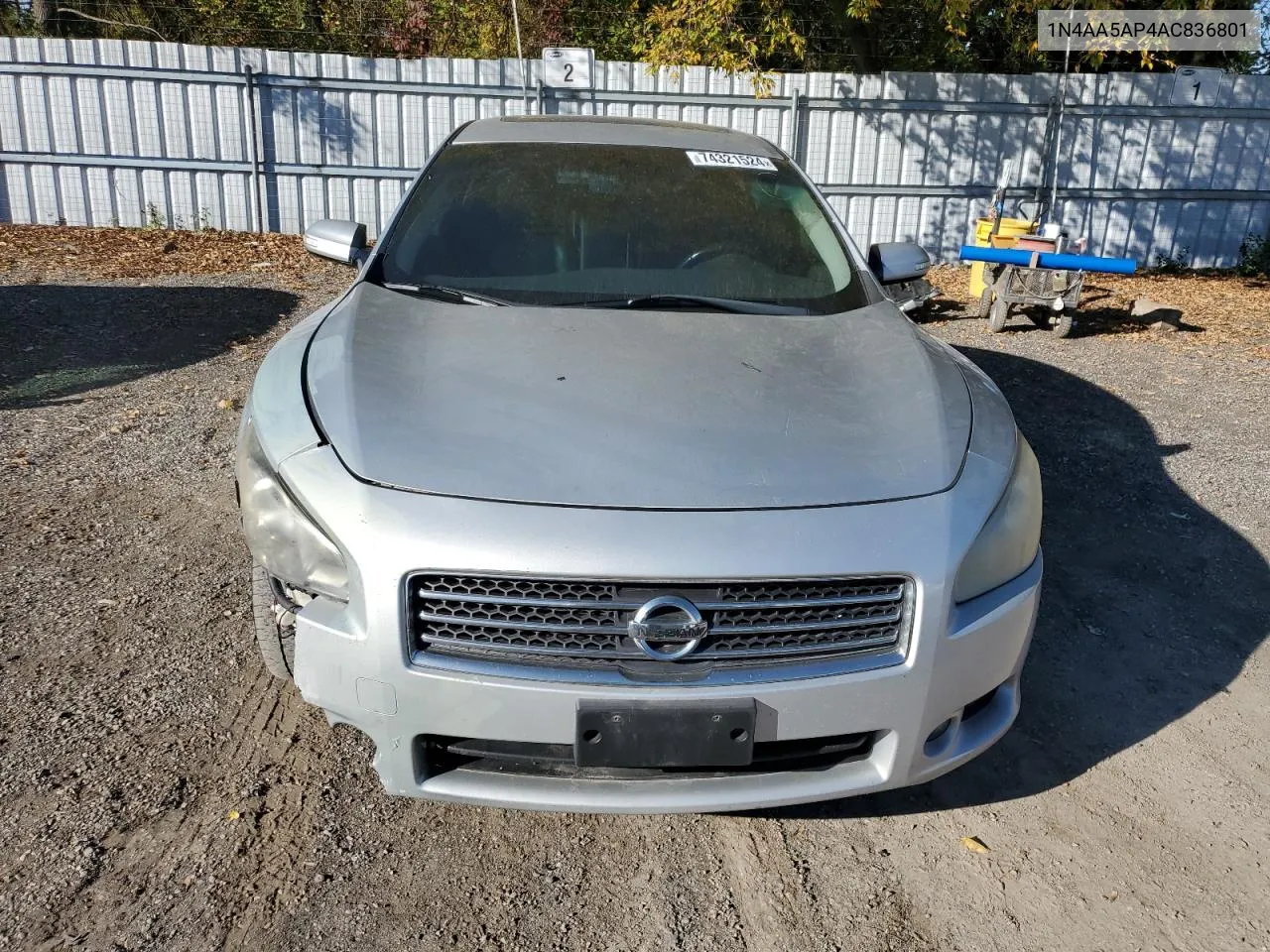 2010 Nissan Maxima S VIN: 1N4AA5AP4AC836801 Lot: 74321524