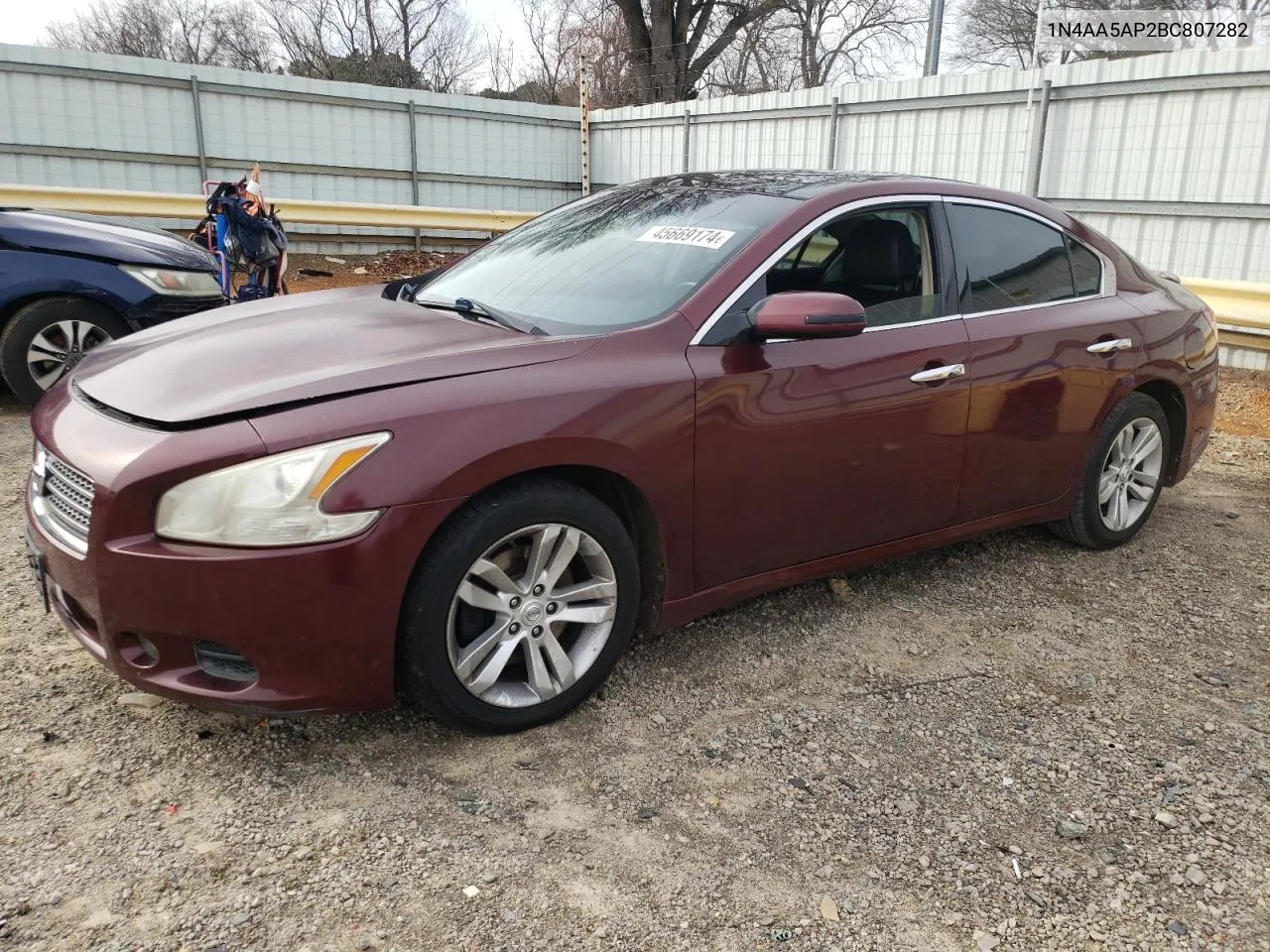 2011 Nissan Maxima S VIN: 1N4AA5AP2BC807282 Lot: 45669174