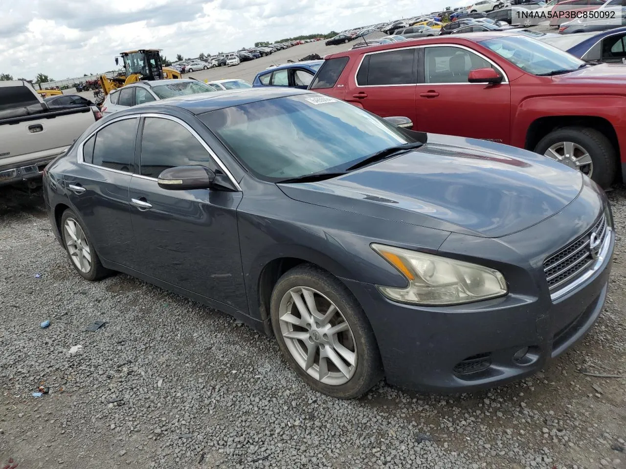 2011 Nissan Maxima S VIN: 1N4AA5AP3BC850092 Lot: 64655094