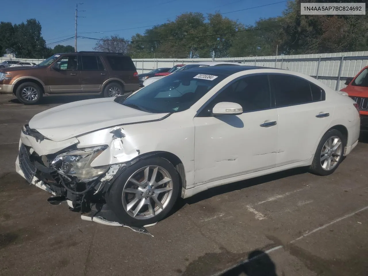 2011 Nissan Maxima S VIN: 1N4AA5AP7BC824692 Lot: 70235384