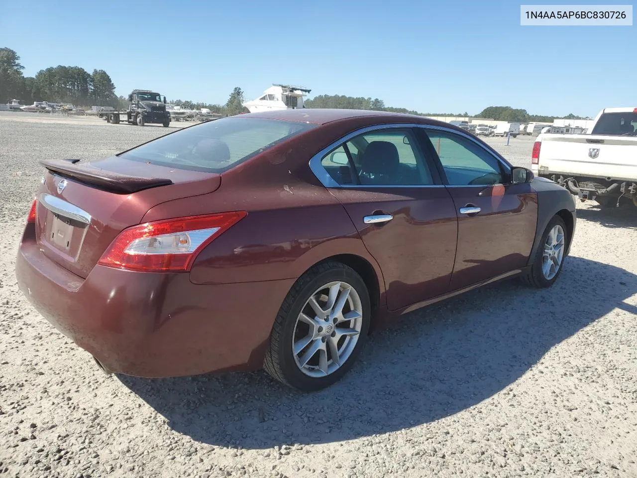 2011 Nissan Maxima S VIN: 1N4AA5AP6BC830726 Lot: 75210584