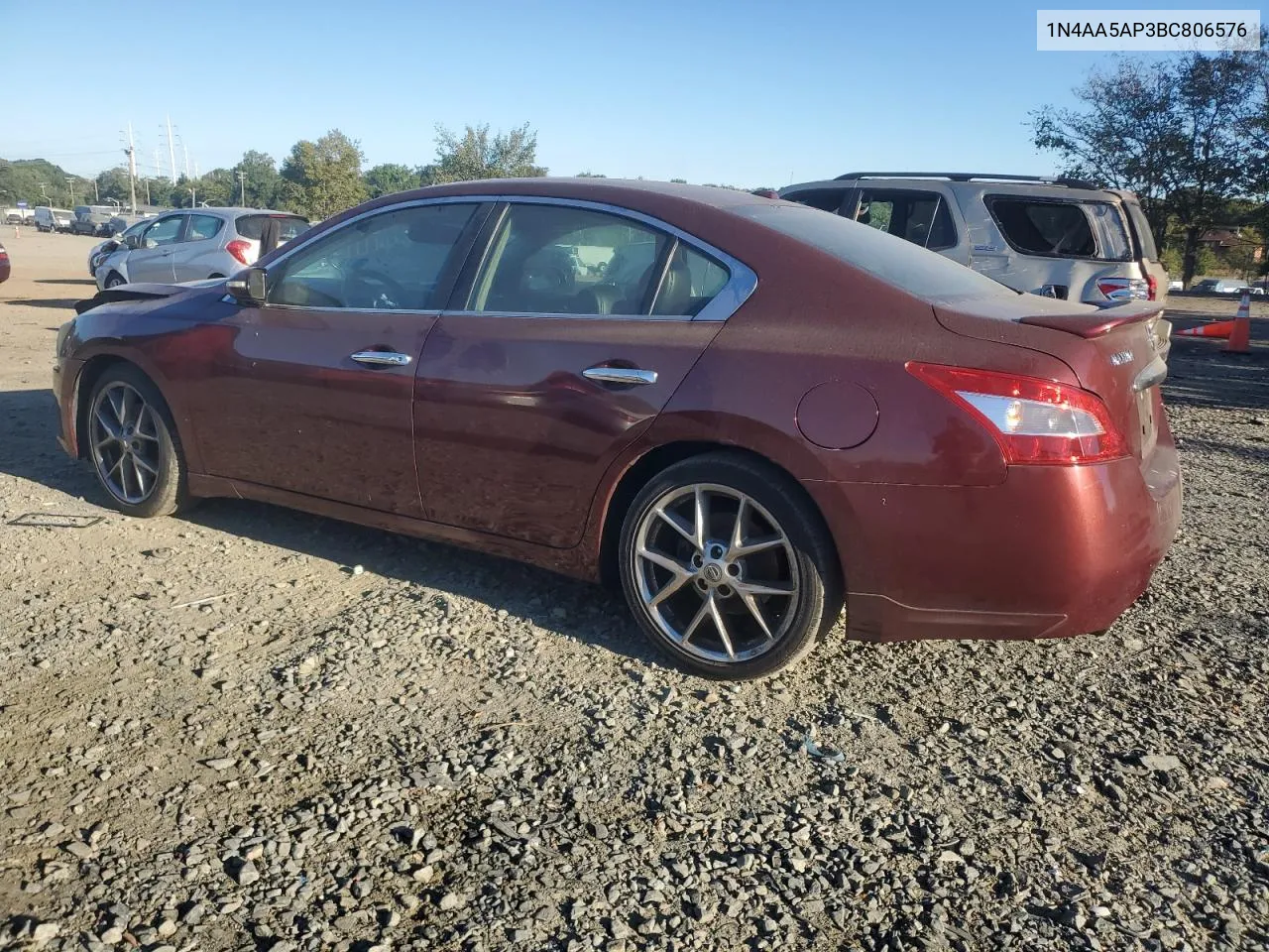 2011 Nissan Maxima S VIN: 1N4AA5AP3BC806576 Lot: 75327184