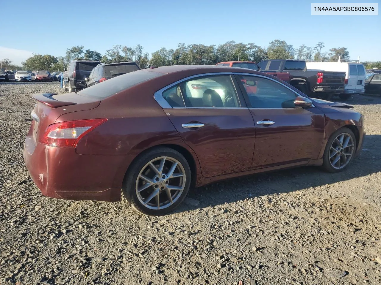 2011 Nissan Maxima S VIN: 1N4AA5AP3BC806576 Lot: 75327184