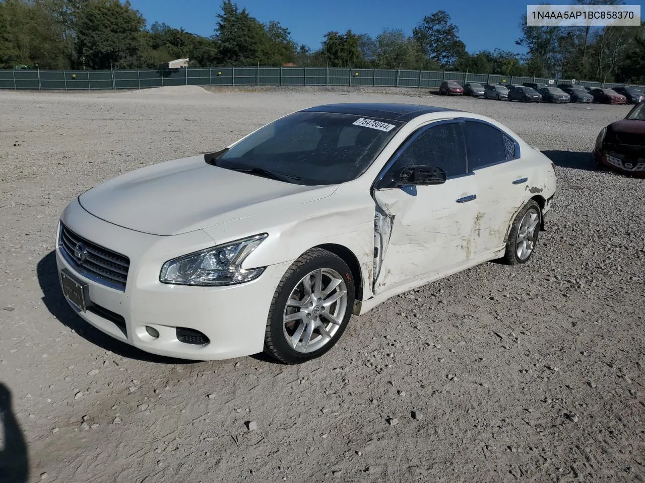 2011 Nissan Maxima S VIN: 1N4AA5AP1BC858370 Lot: 75478044