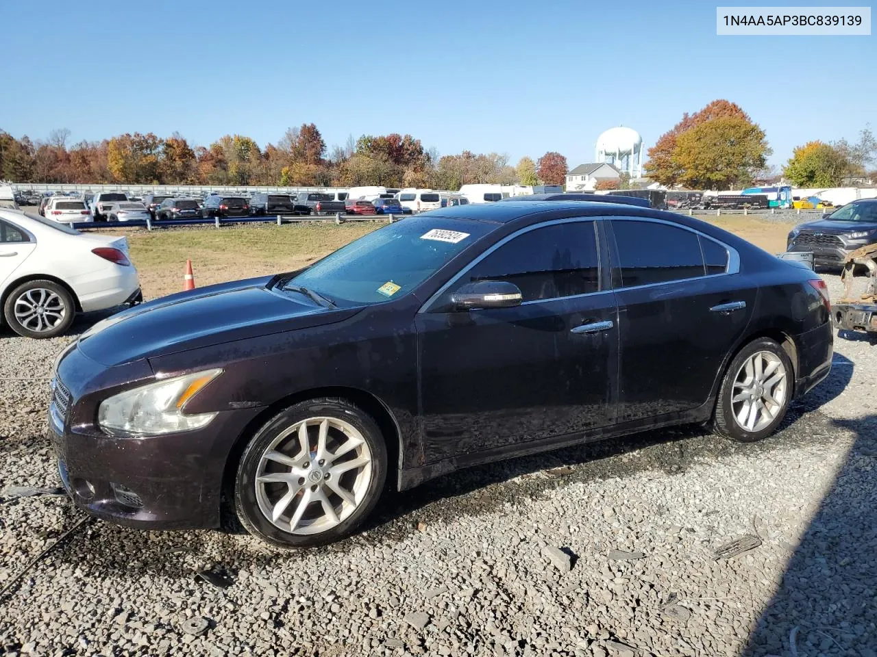 2011 Nissan Maxima S VIN: 1N4AA5AP3BC839139 Lot: 76392524