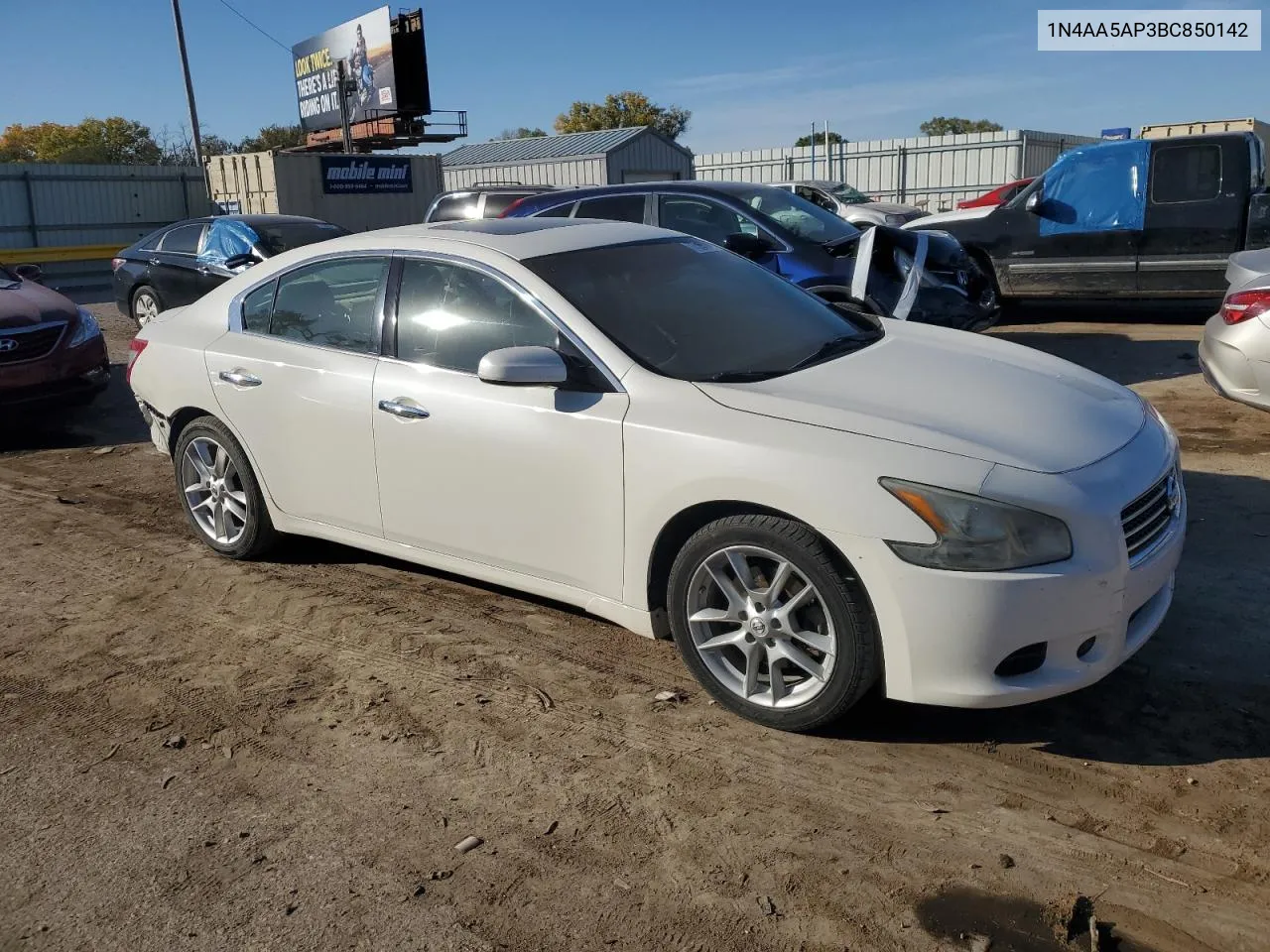 2011 Nissan Maxima S VIN: 1N4AA5AP3BC850142 Lot: 77589584