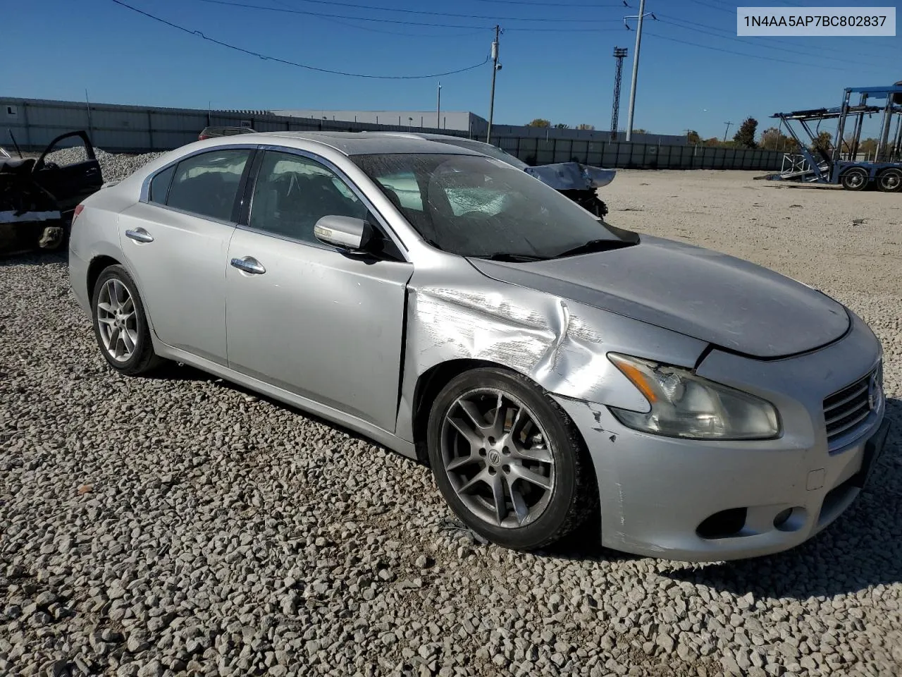 2011 Nissan Maxima S VIN: 1N4AA5AP7BC802837 Lot: 77693264