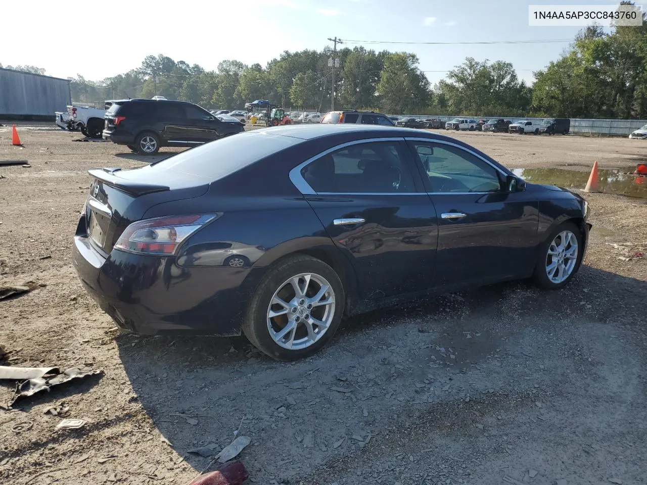 2012 Nissan Maxima S VIN: 1N4AA5AP3CC843760 Lot: 65474324