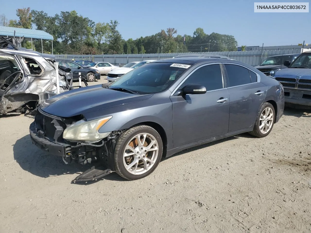 2012 Nissan Maxima S VIN: 1N4AA5AP4CC803672 Lot: 68996734