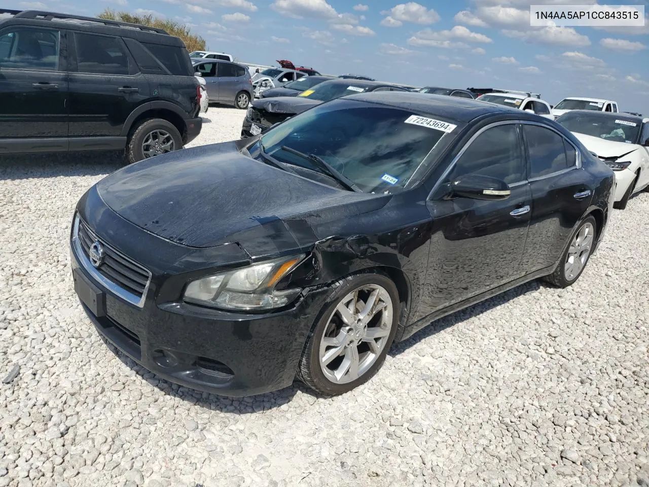 2012 Nissan Maxima S VIN: 1N4AA5AP1CC843515 Lot: 72243694