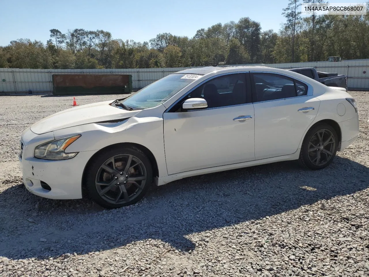 2012 Nissan Maxima S VIN: 1N4AA5AP8CC868007 Lot: 75132024