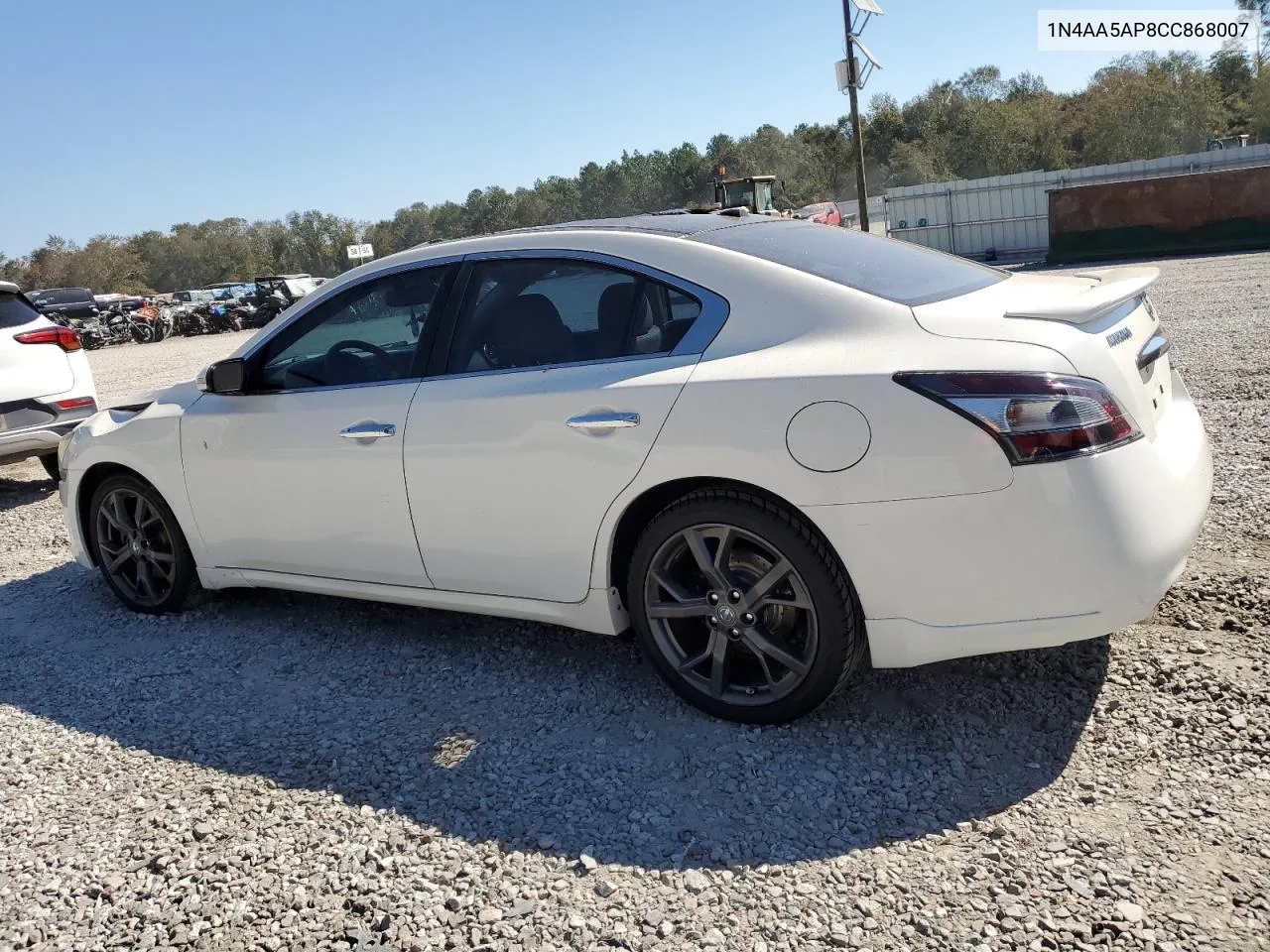 2012 Nissan Maxima S VIN: 1N4AA5AP8CC868007 Lot: 75132024