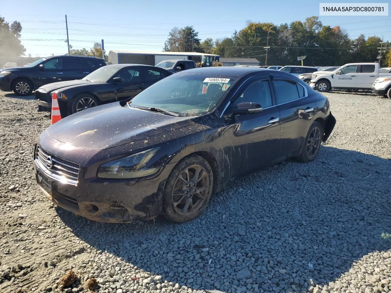 2013 Nissan Maxima S VIN: 1N4AA5AP3DC800781 Lot: 74905764