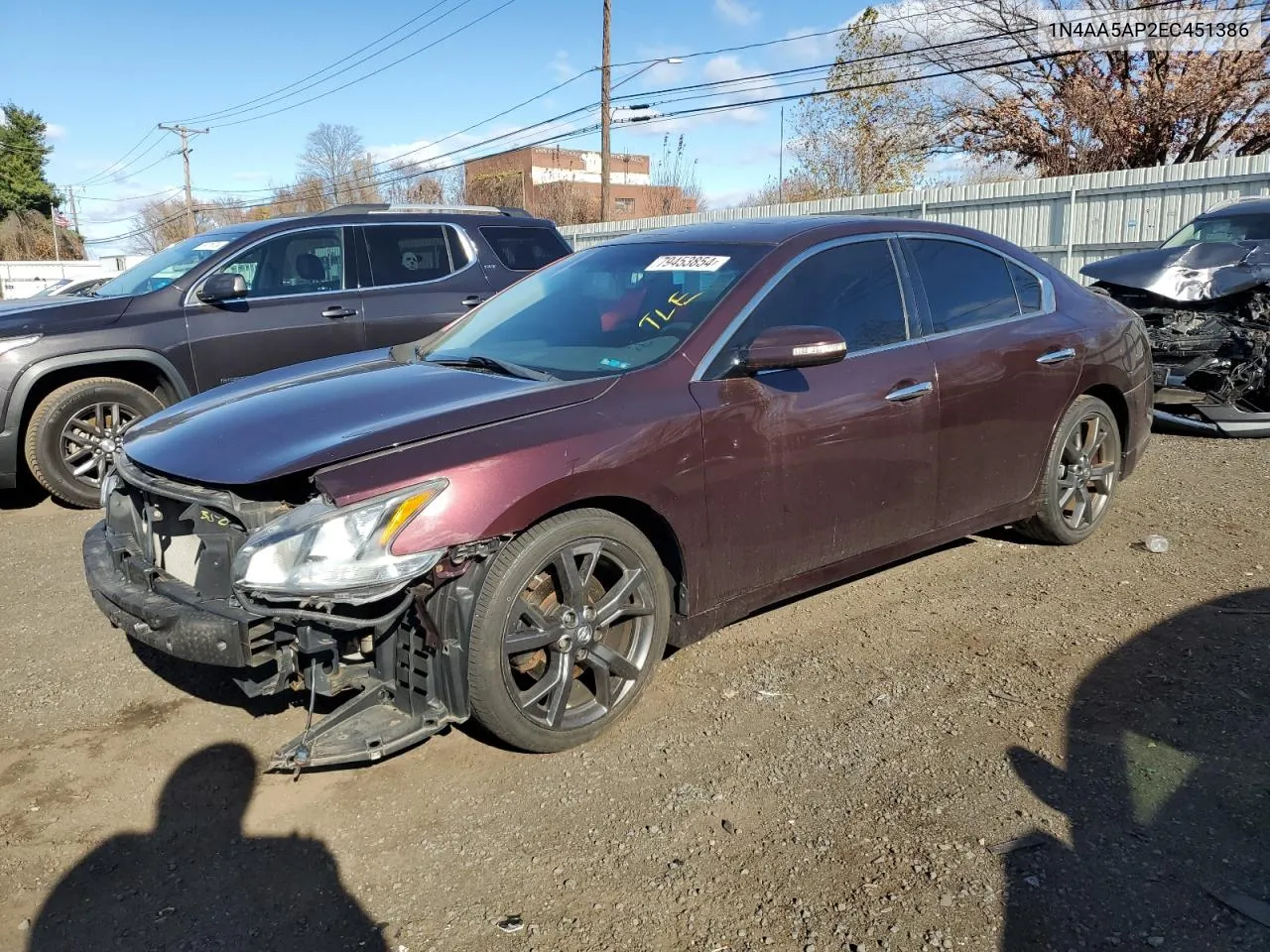 2014 Nissan Maxima S VIN: 1N4AA5AP2EC451386 Lot: 79453854