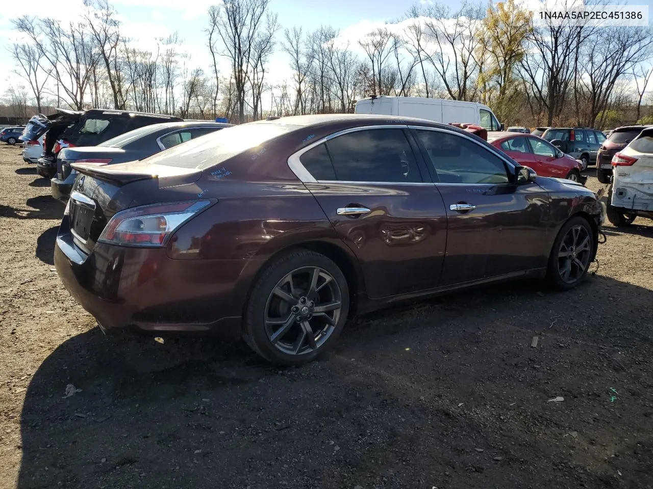 2014 Nissan Maxima S VIN: 1N4AA5AP2EC451386 Lot: 79453854