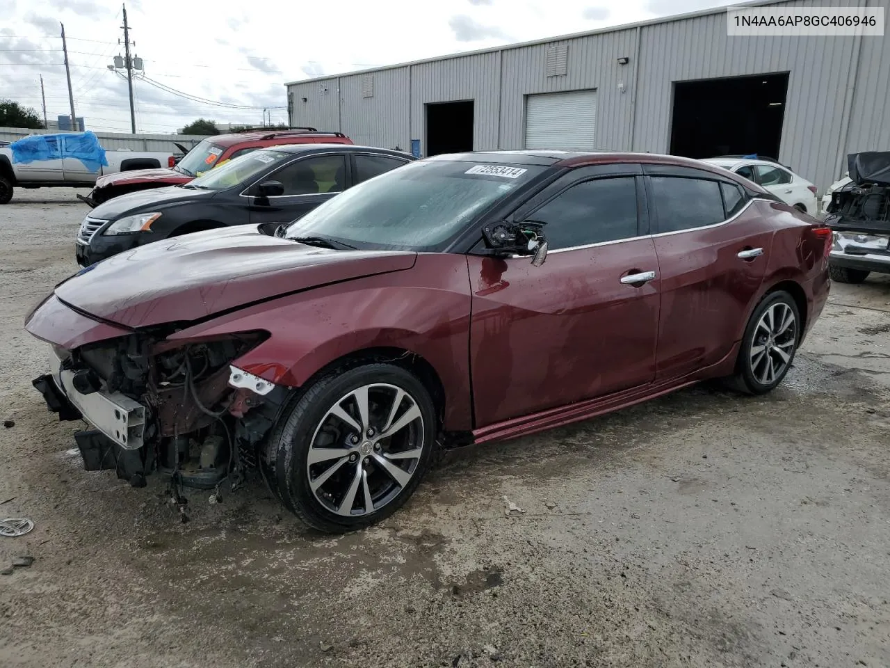 2016 Nissan Maxima 3.5S VIN: 1N4AA6AP8GC406946 Lot: 72553414