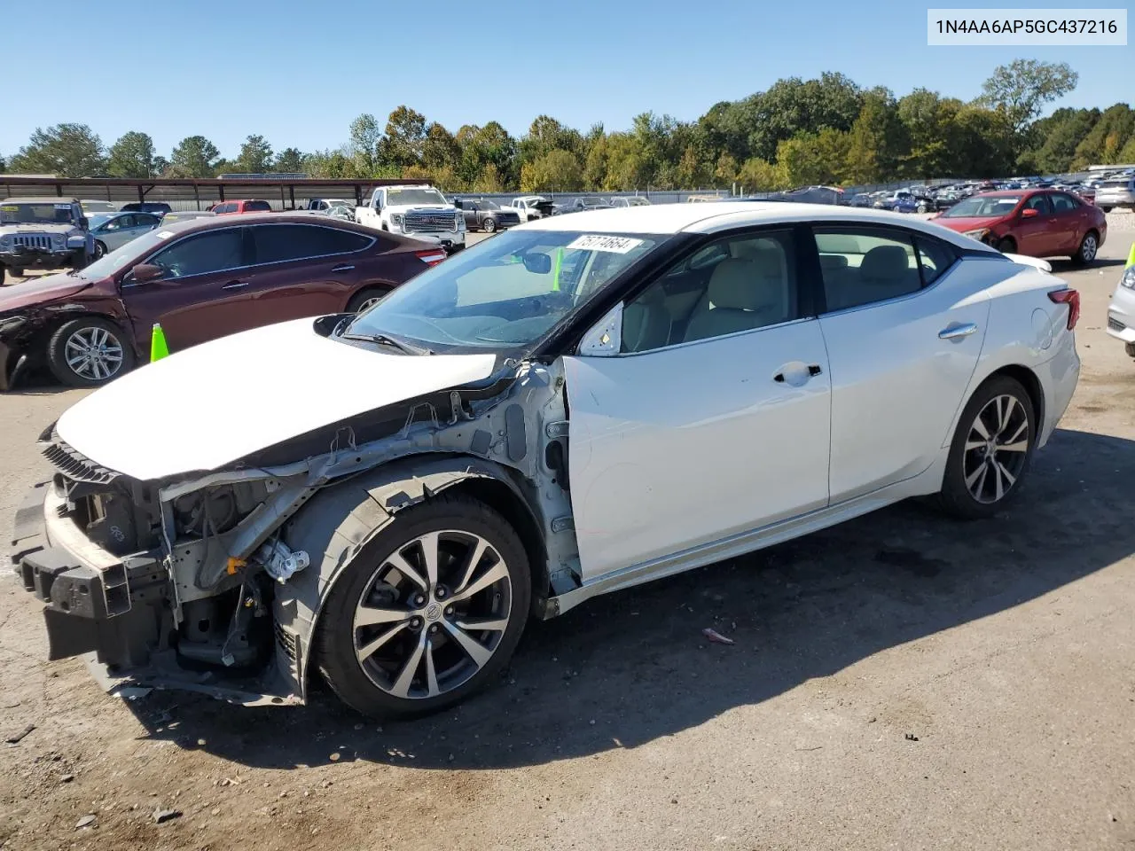 2016 Nissan Maxima 3.5S VIN: 1N4AA6AP5GC437216 Lot: 75774664