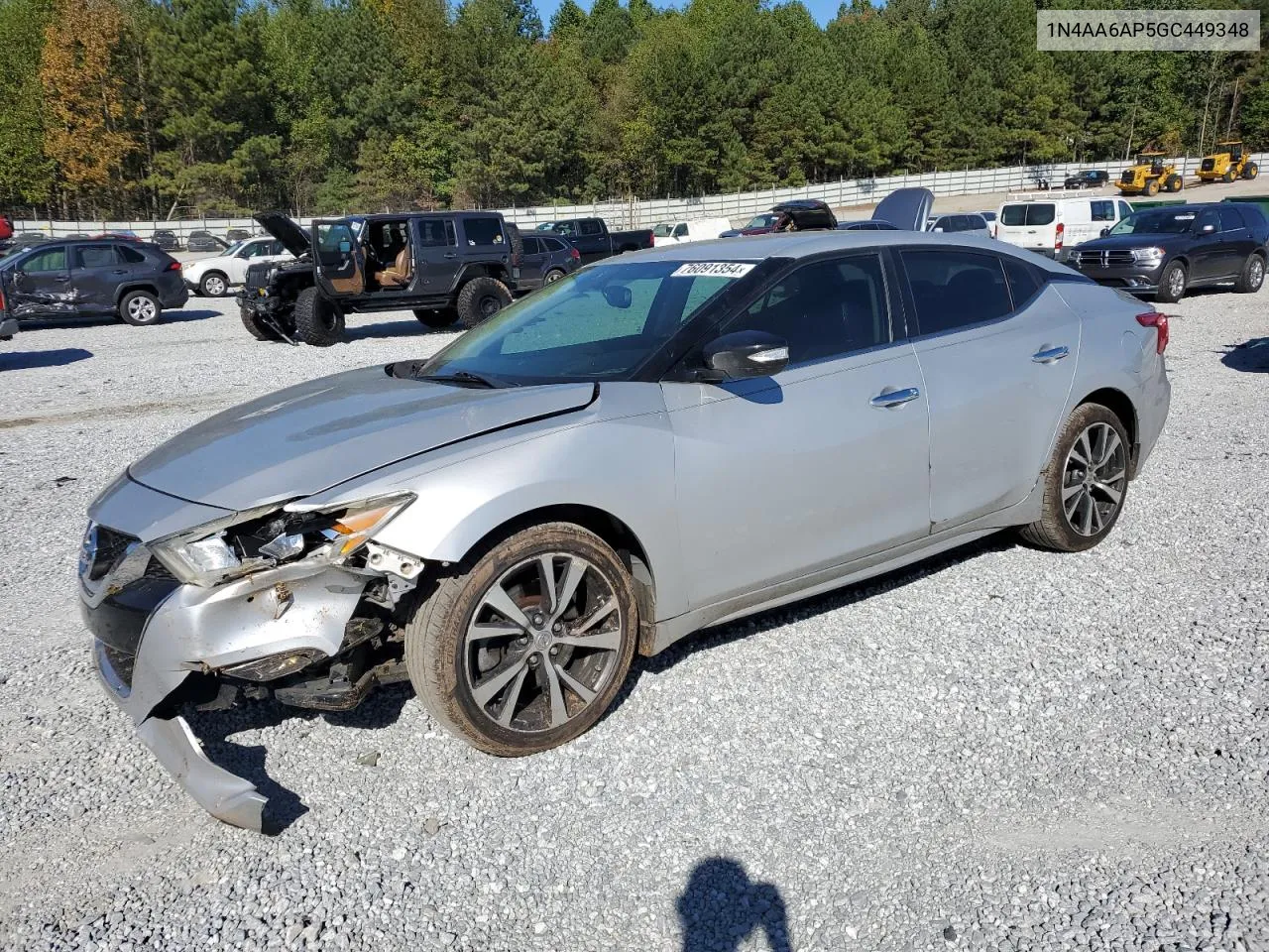 2016 Nissan Maxima 3.5S VIN: 1N4AA6AP5GC449348 Lot: 76091354