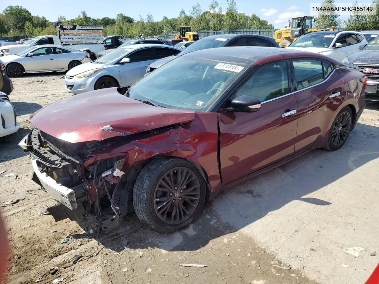 2017 Nissan Maxima 3.5S VIN: 1N4AA6AP5HC455149 Lot: 69740404