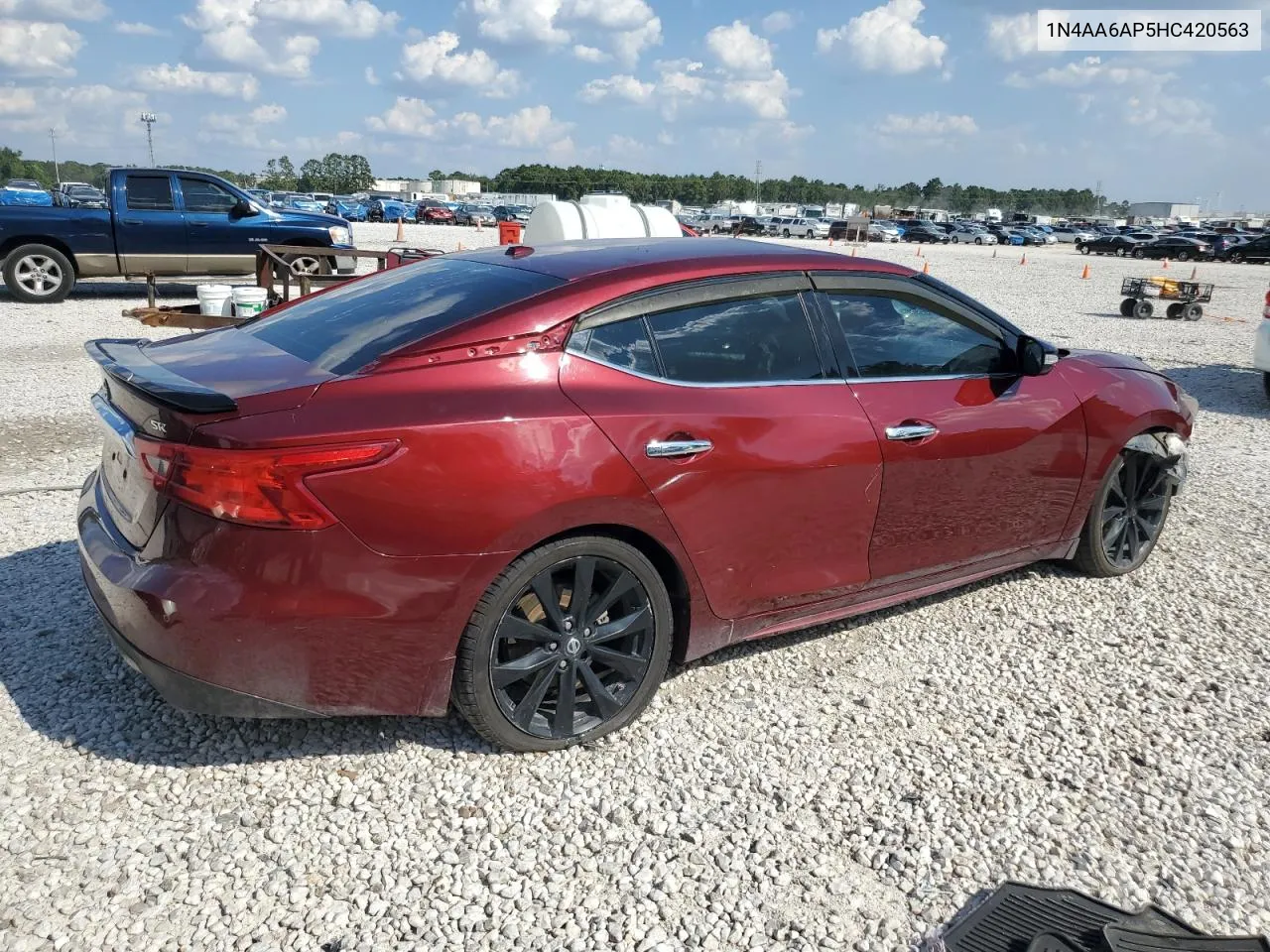 2017 Nissan Maxima 3.5S VIN: 1N4AA6AP5HC420563 Lot: 72000014