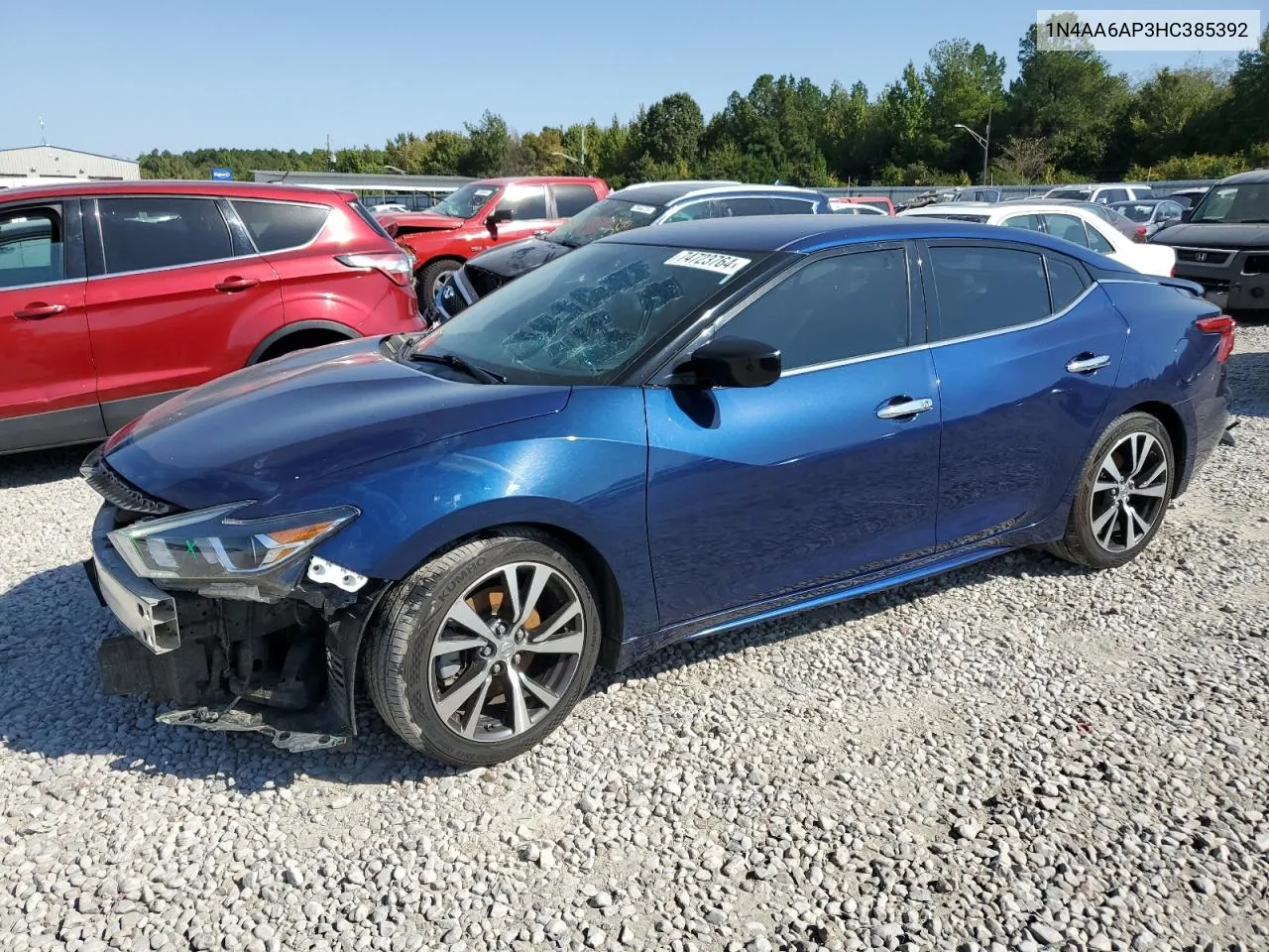 2017 Nissan Maxima 3.5S VIN: 1N4AA6AP3HC385392 Lot: 74723764