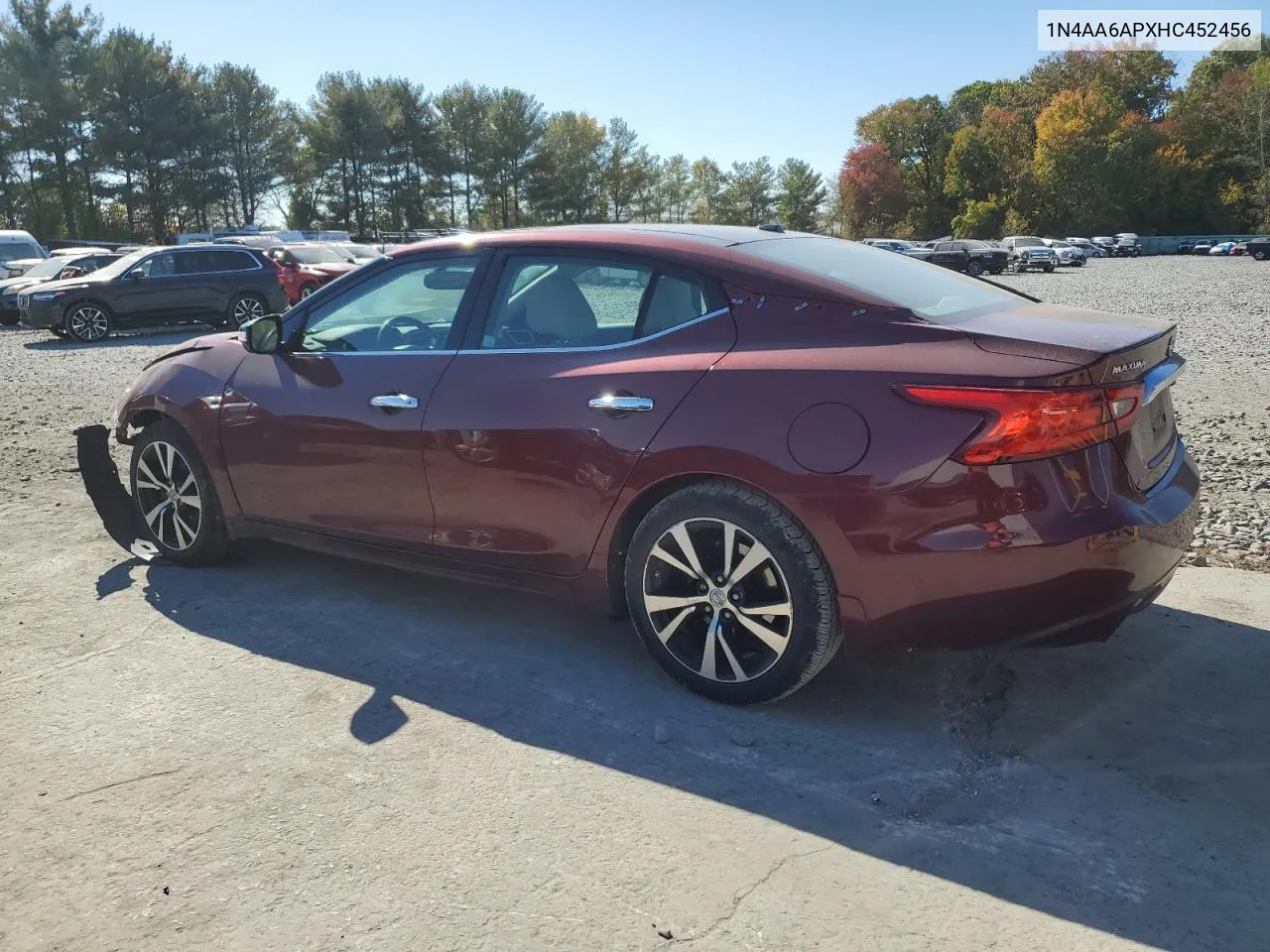 2017 Nissan Maxima 3.5S VIN: 1N4AA6APXHC452456 Lot: 76374464