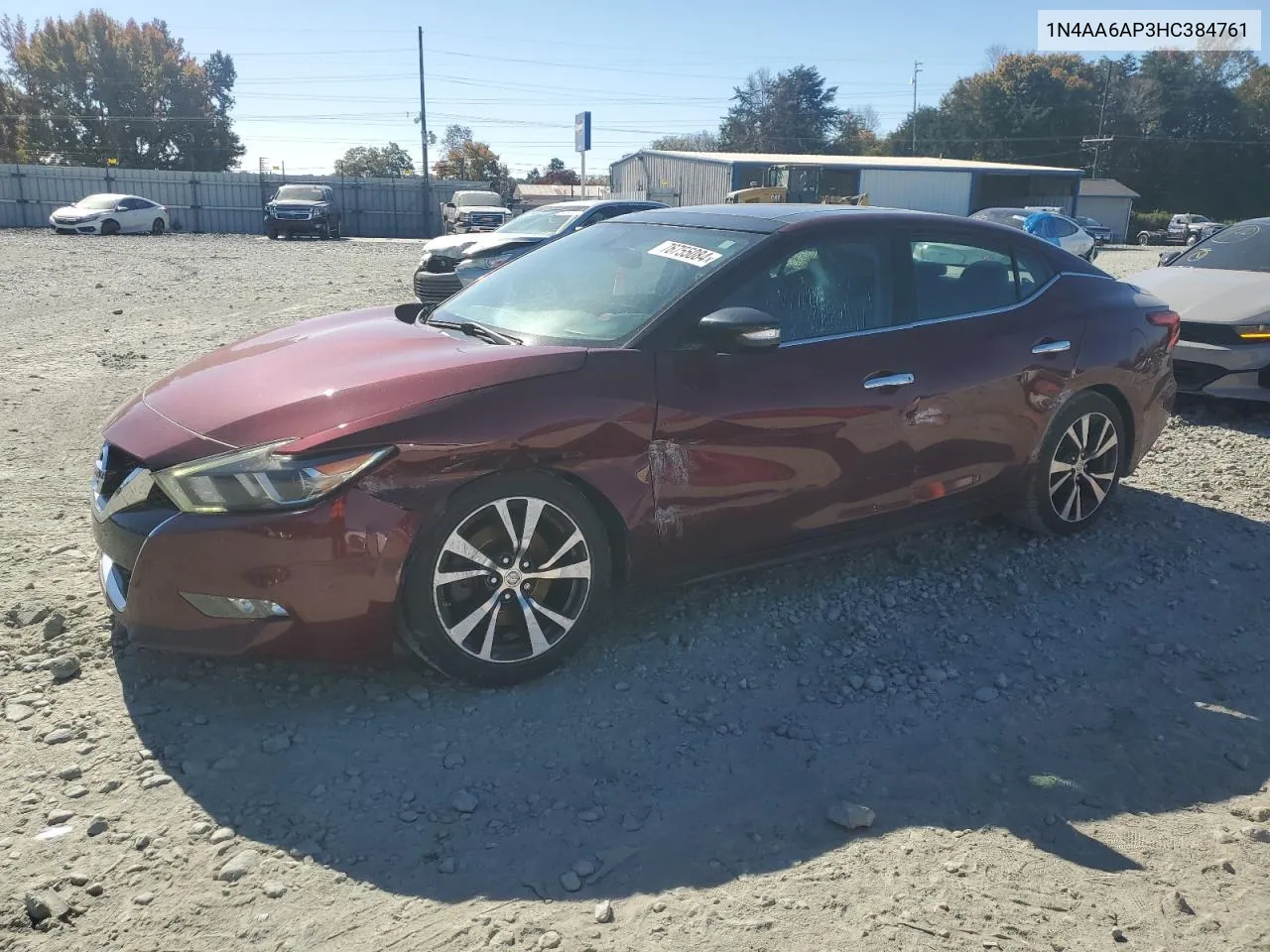 2017 Nissan Maxima 3.5S VIN: 1N4AA6AP3HC384761 Lot: 76755084