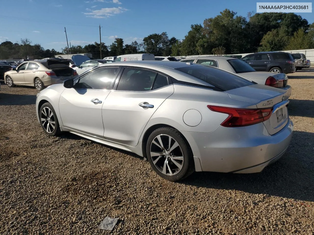 2017 Nissan Maxima 3.5S VIN: 1N4AA6AP3HC403681 Lot: 77340384