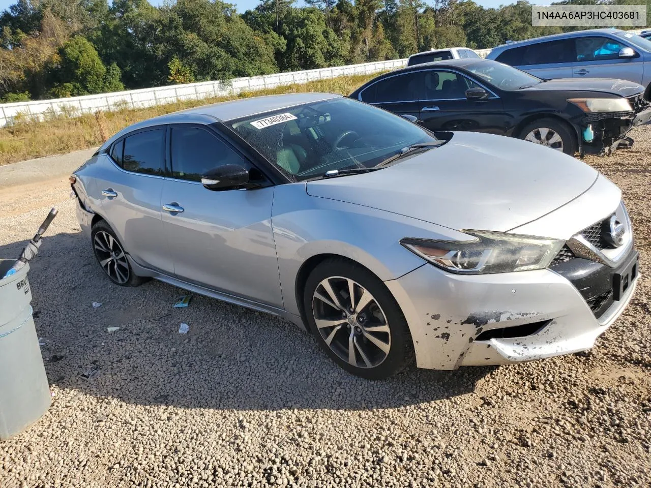 2017 Nissan Maxima 3.5S VIN: 1N4AA6AP3HC403681 Lot: 77340384