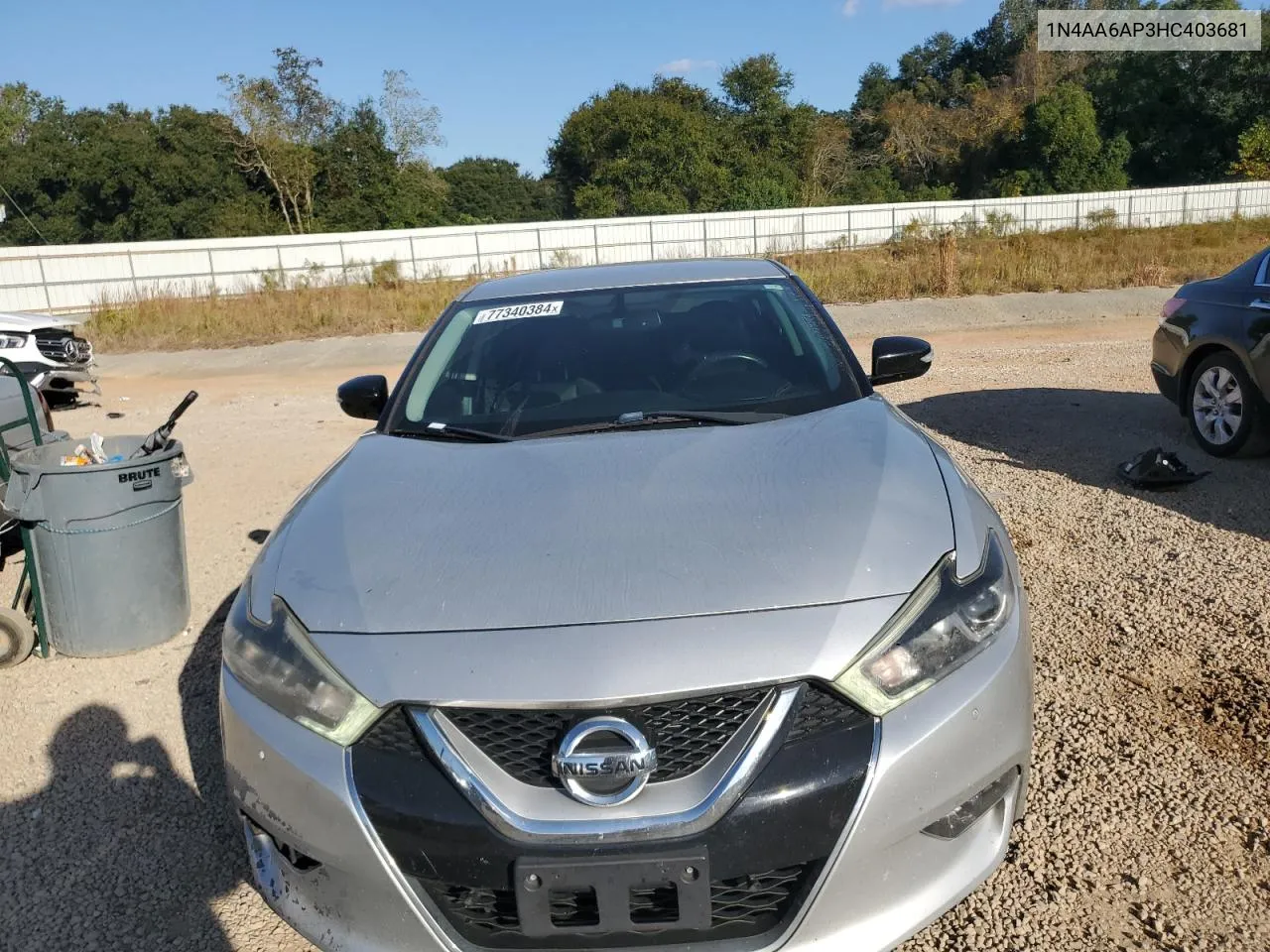 2017 Nissan Maxima 3.5S VIN: 1N4AA6AP3HC403681 Lot: 77340384