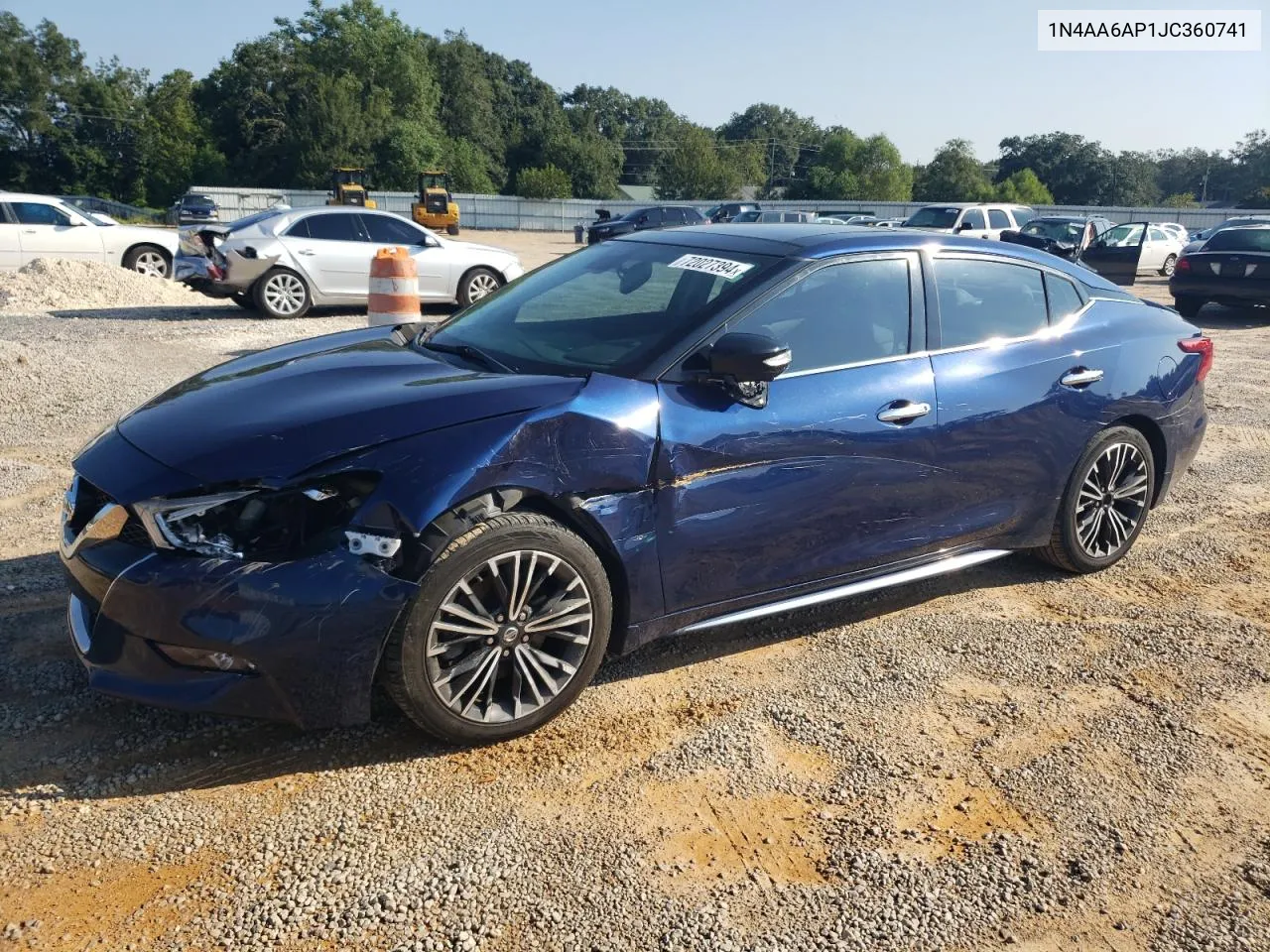 2018 Nissan Maxima 3.5S VIN: 1N4AA6AP1JC360741 Lot: 72027394