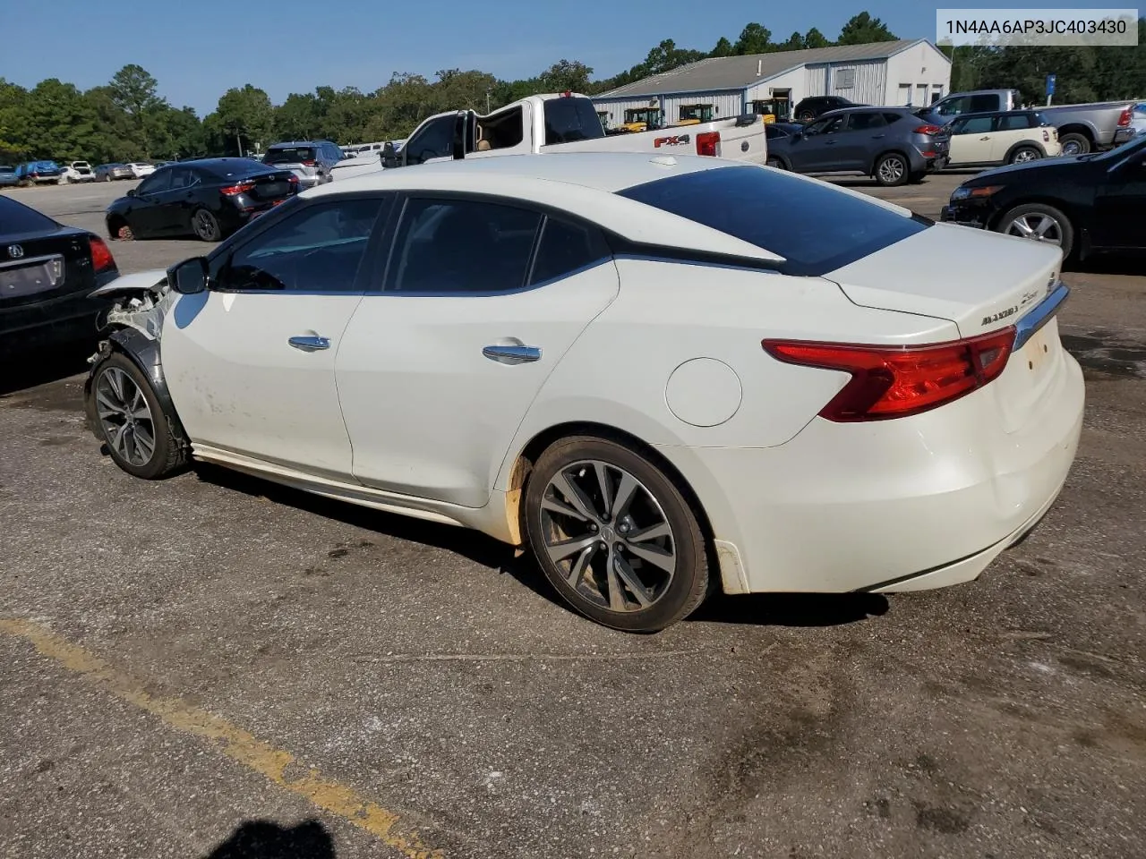 2018 Nissan Maxima 3.5S VIN: 1N4AA6AP3JC403430 Lot: 72757664