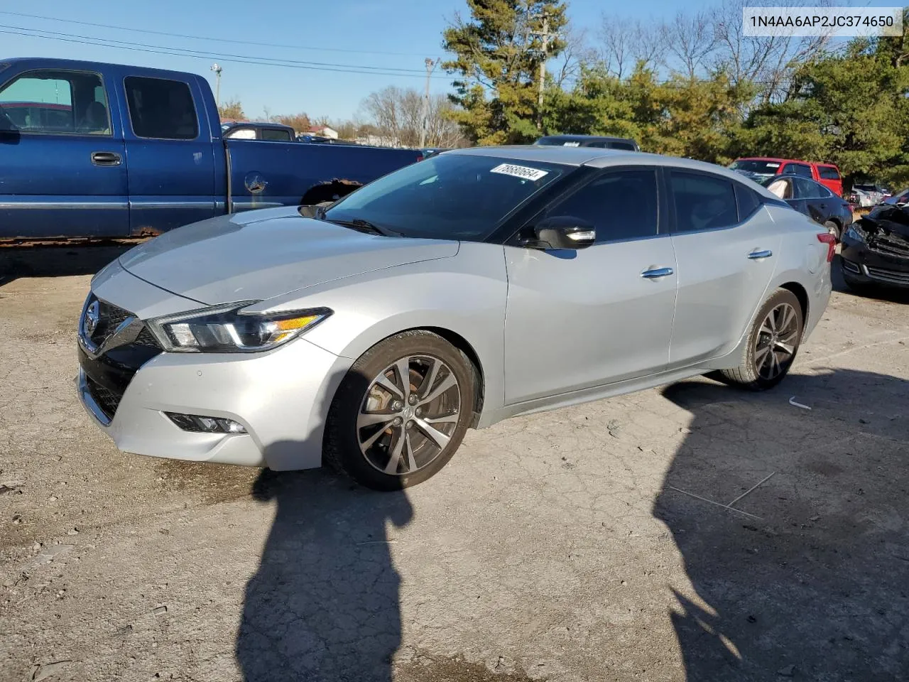 2018 Nissan Maxima 3.5S VIN: 1N4AA6AP2JC374650 Lot: 78680664