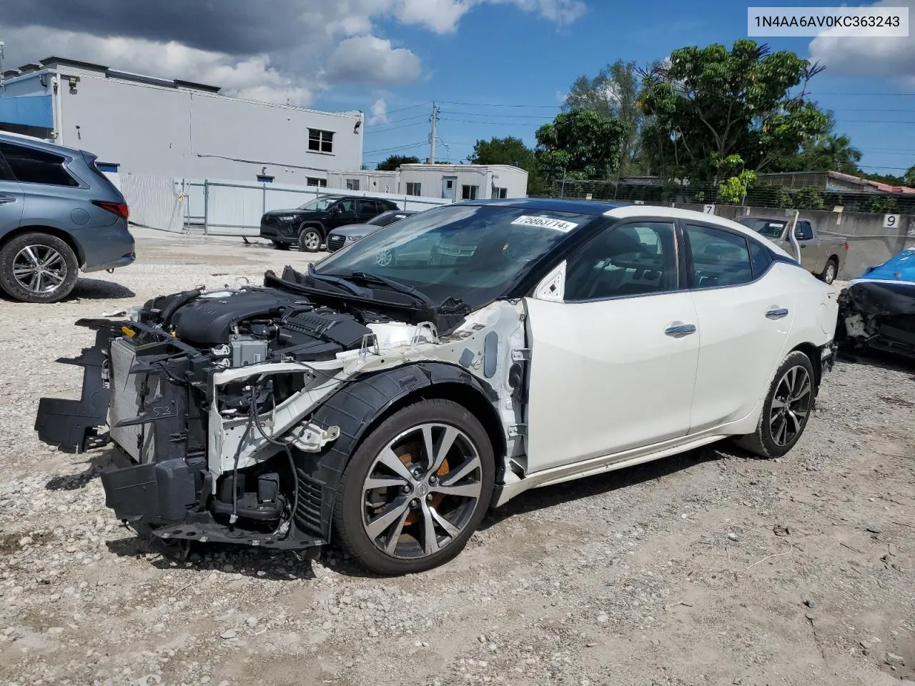 2019 Nissan Maxima S VIN: 1N4AA6AV0KC363243 Lot: 75863714