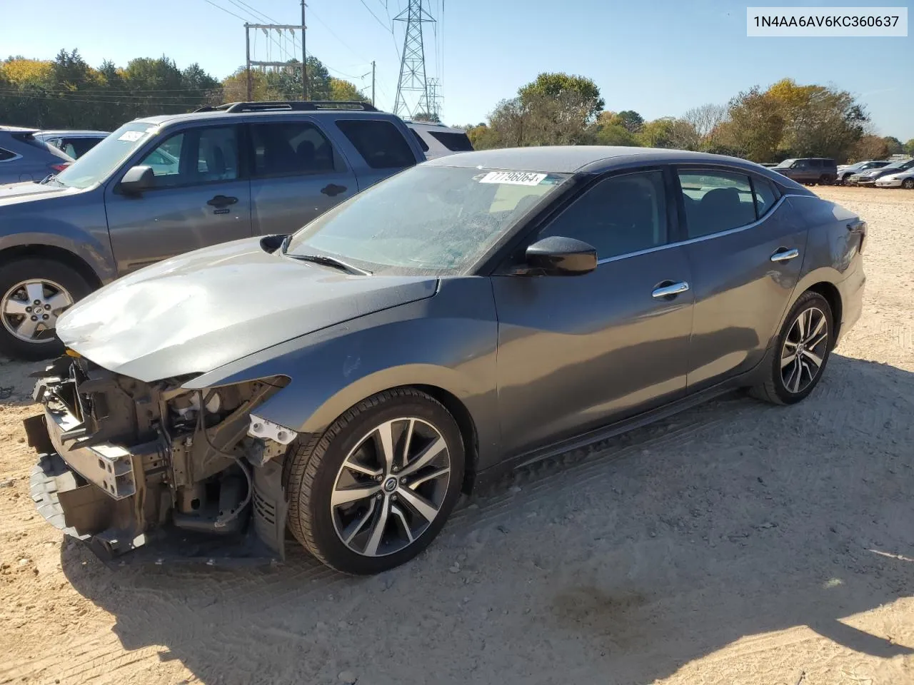 2019 Nissan Maxima S VIN: 1N4AA6AV6KC360637 Lot: 77796064