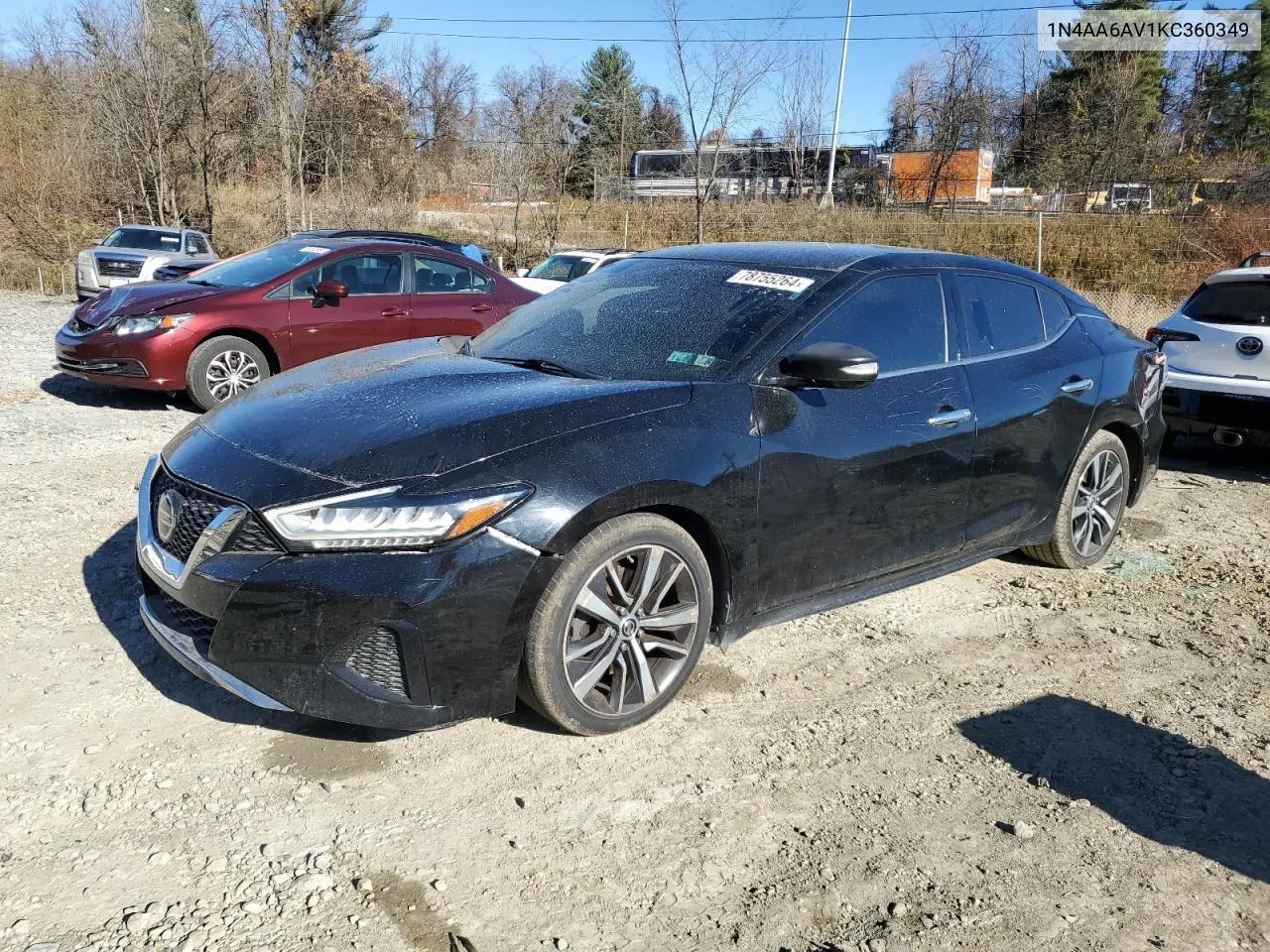 2019 Nissan Maxima S VIN: 1N4AA6AV1KC360349 Lot: 78755264