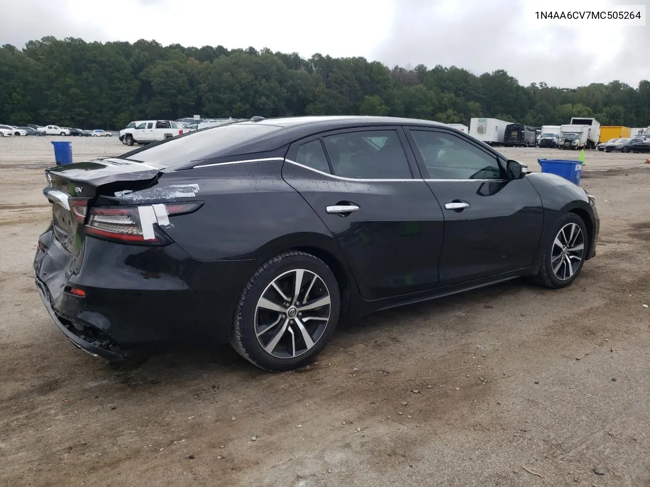 2021 Nissan Maxima Sv VIN: 1N4AA6CV7MC505264 Lot: 71722274